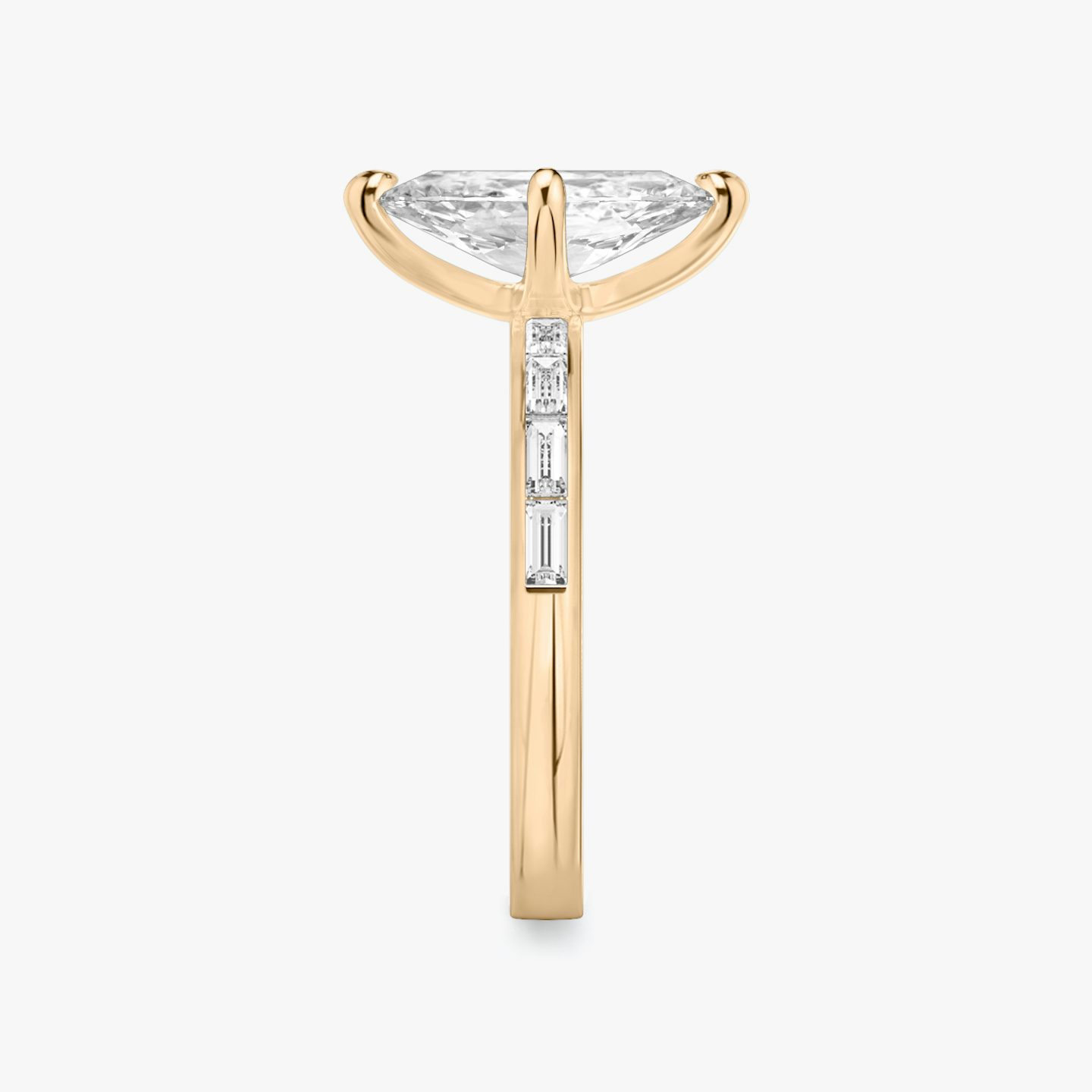 Anillo de compromiso Devotion | Marquise | 14k | Oro rosa | bandAccent: Pavé | bandStoneShape: Baguette | bandStoneStyle: original | diamondOrientation: vertical | caratWeight: other
