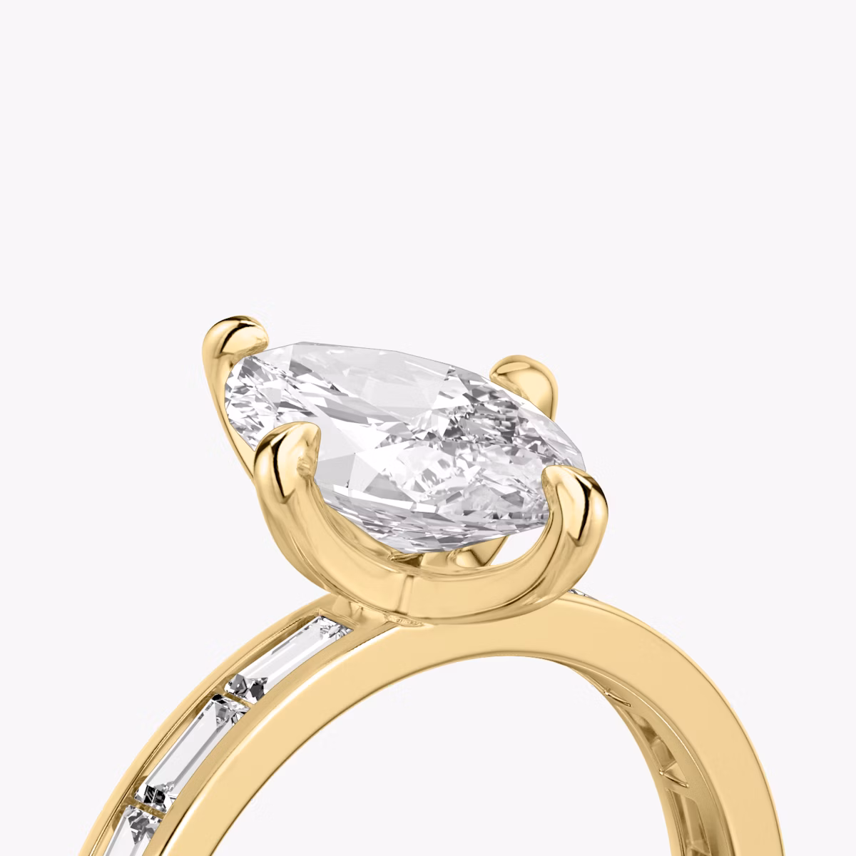 The Devotion | Marquise | 18k | Yellow Gold | bandAccent: Pavé | bandStoneShape: Baguette | bandStoneStyle: original | diamondOrientation: vertical | caratWeight: other