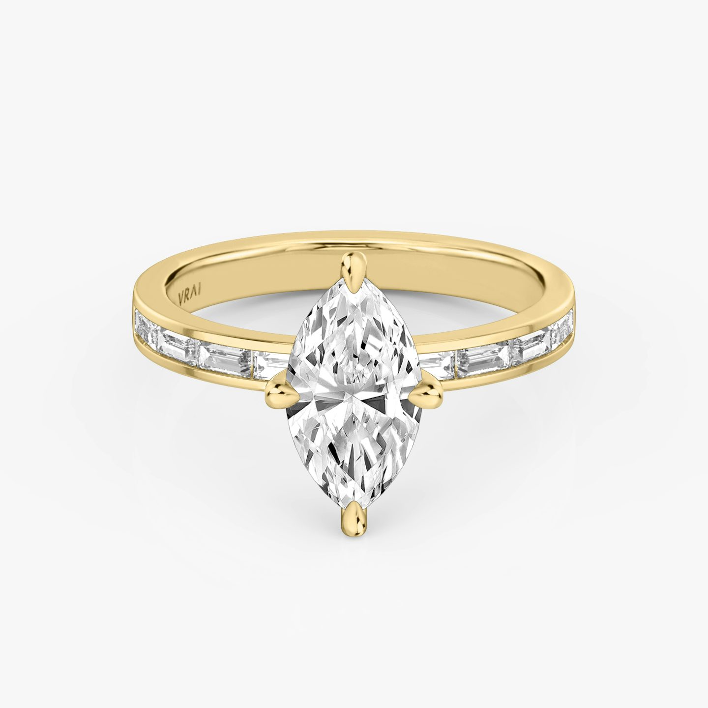 The Devotion | Marquise | 18k | Yellow Gold | bandAccent: Pavé | bandStoneShape: Baguette | bandStoneStyle: original | diamondOrientation: vertical | caratWeight: other