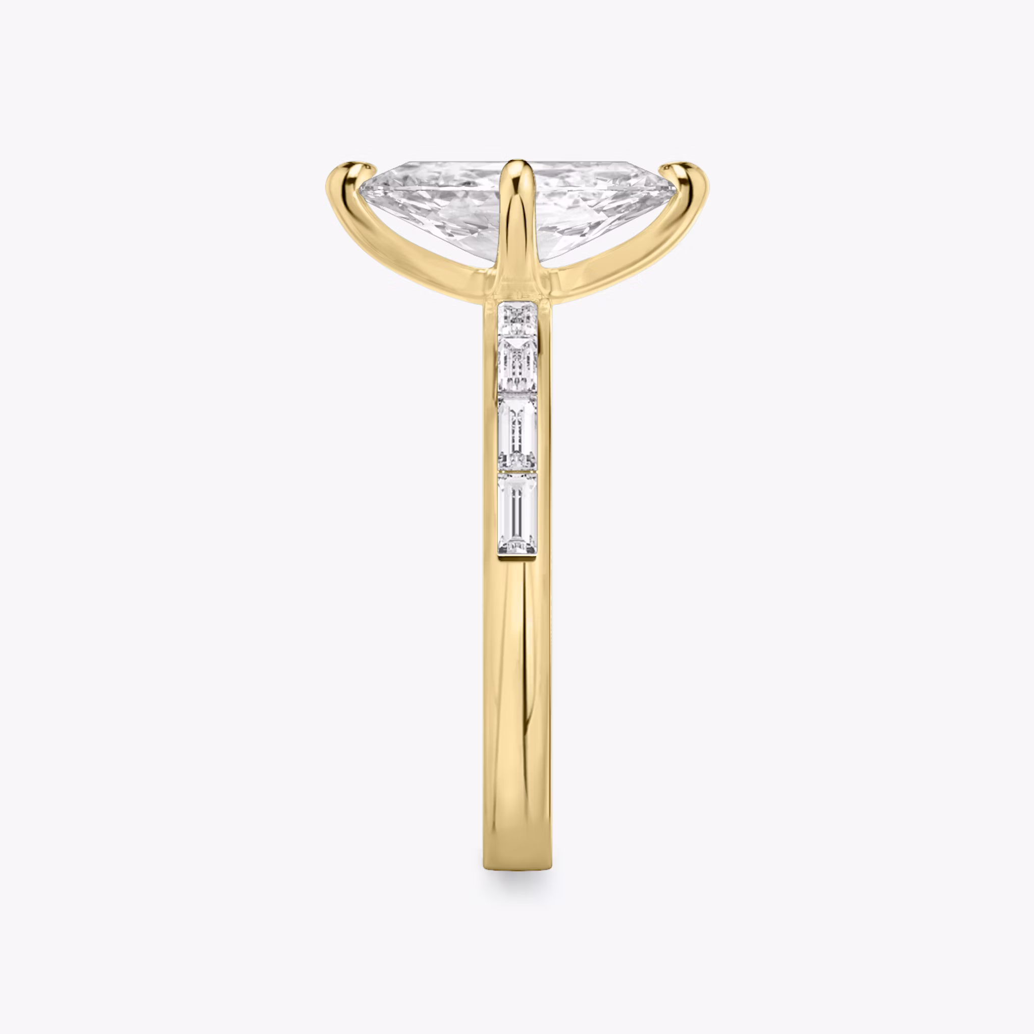 The Devotion | Marquise | 18k | Yellow Gold | bandAccent: Pavé | bandStoneShape: Baguette | bandStoneStyle: original | diamondOrientation: vertical | caratWeight: other