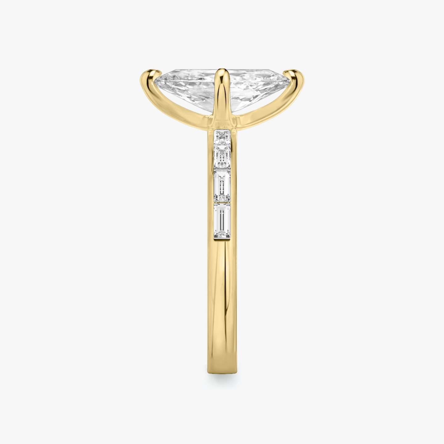The Devotion | Marquise | 18k | Yellow Gold | bandAccent: Pavé | bandStoneShape: Baguette | bandStoneStyle: original | diamondOrientation: vertical | caratWeight: other