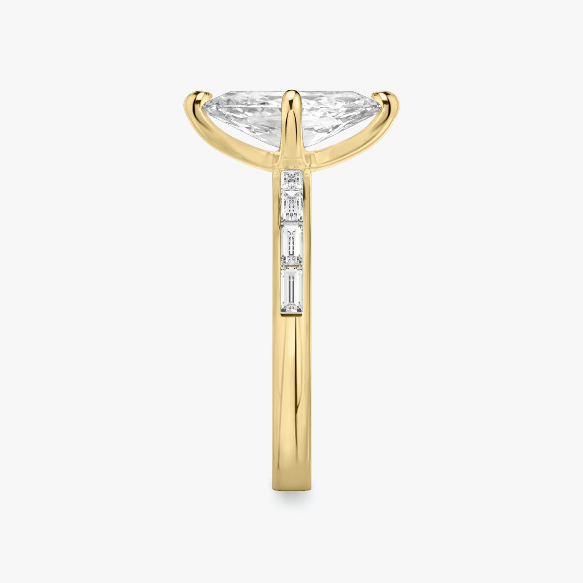 The Devotion | Marquise | 18k | Yellow Gold | bandAccent: Pavé | bandStoneShape: Baguette | bandStoneStyle: original | diamondOrientation: vertical | caratWeight: other
