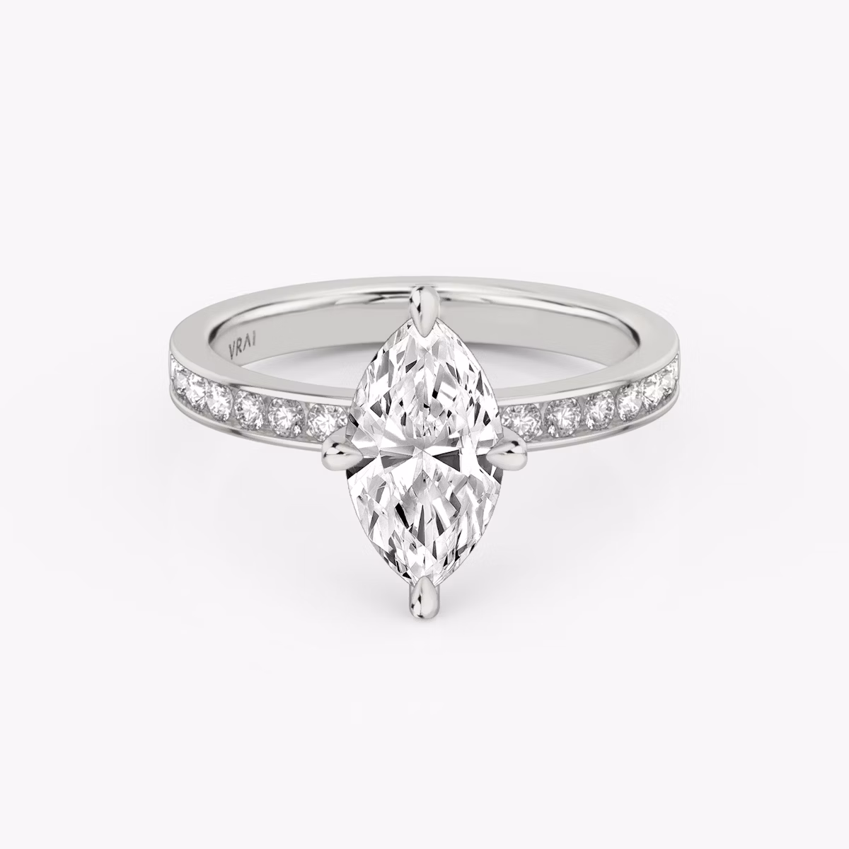 The Devotion | Marquise | 18k | White Gold | bandAccent: Pavé | bandStoneShape: Round Brilliant | bandStoneStyle: large | diamondOrientation: vertical | caratWeight: other