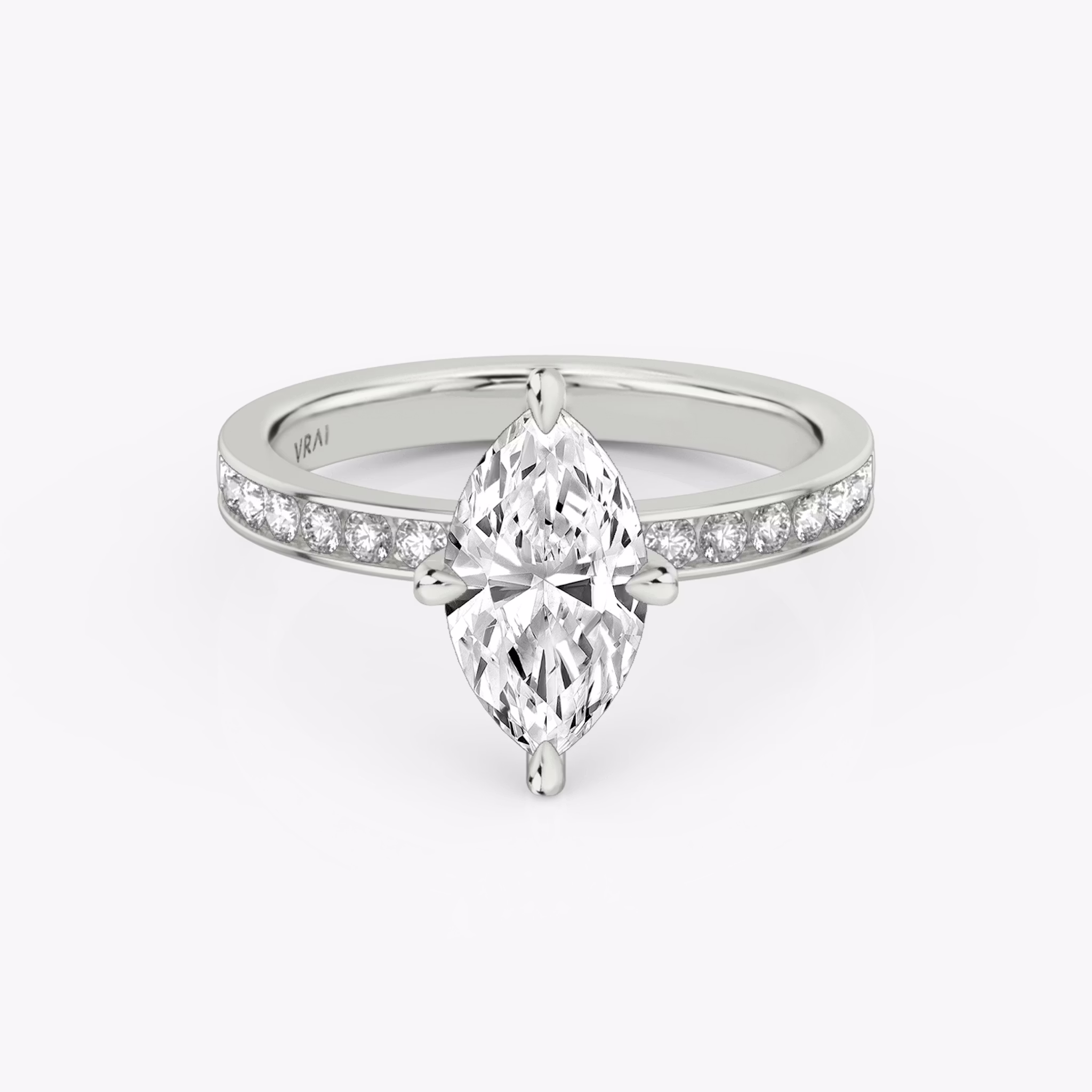 The Devotion | Marquise | 18k | White Gold | bandAccent: Pavé | bandStoneShape: Round Brilliant | bandStoneStyle: large | diamondOrientation: vertical | caratWeight: other