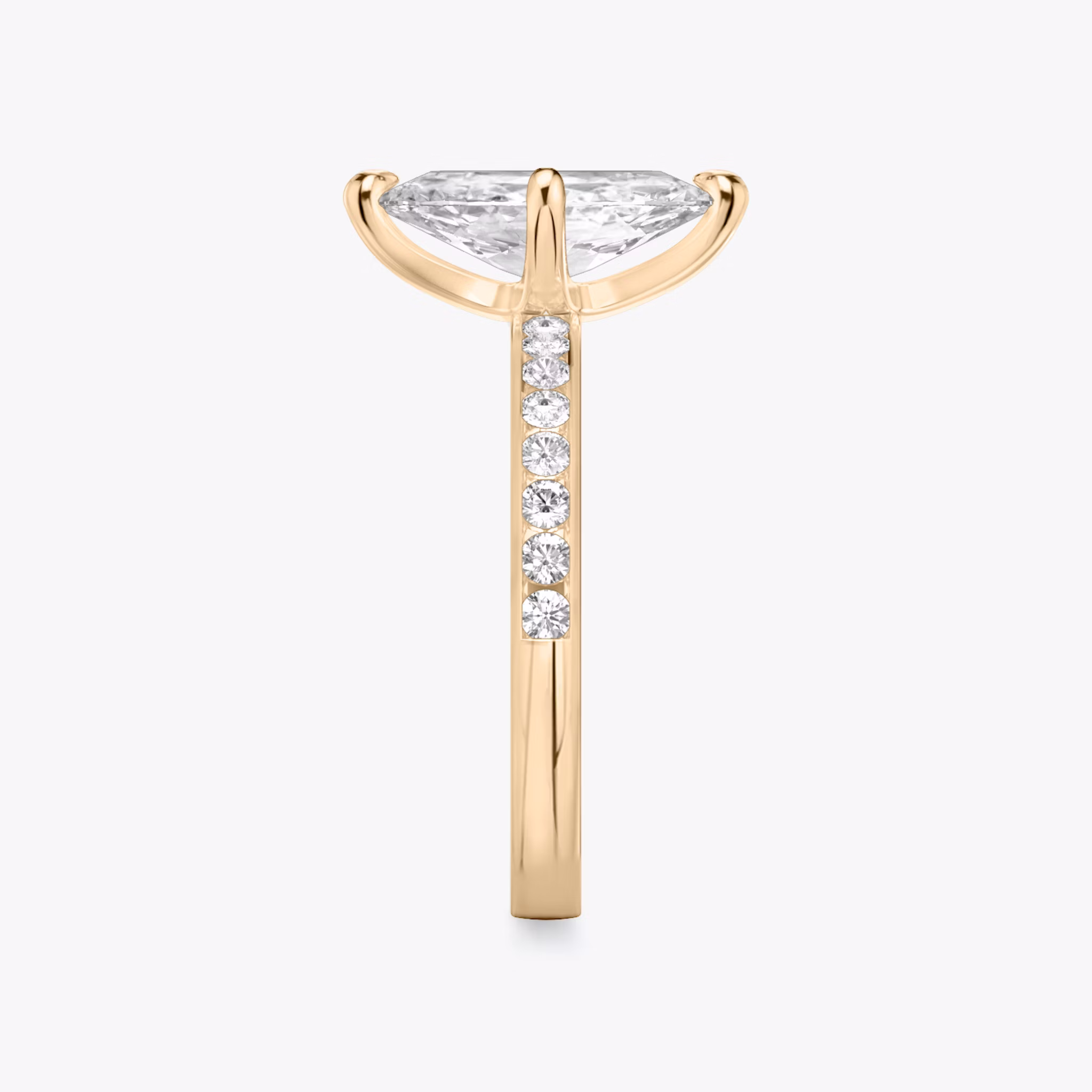 The Devotion | Marquise | 14k | Rose Gold | bandAccent: Pavé | bandStoneShape: Round Brilliant | bandStoneStyle: large | diamondOrientation: vertical | caratWeight: other