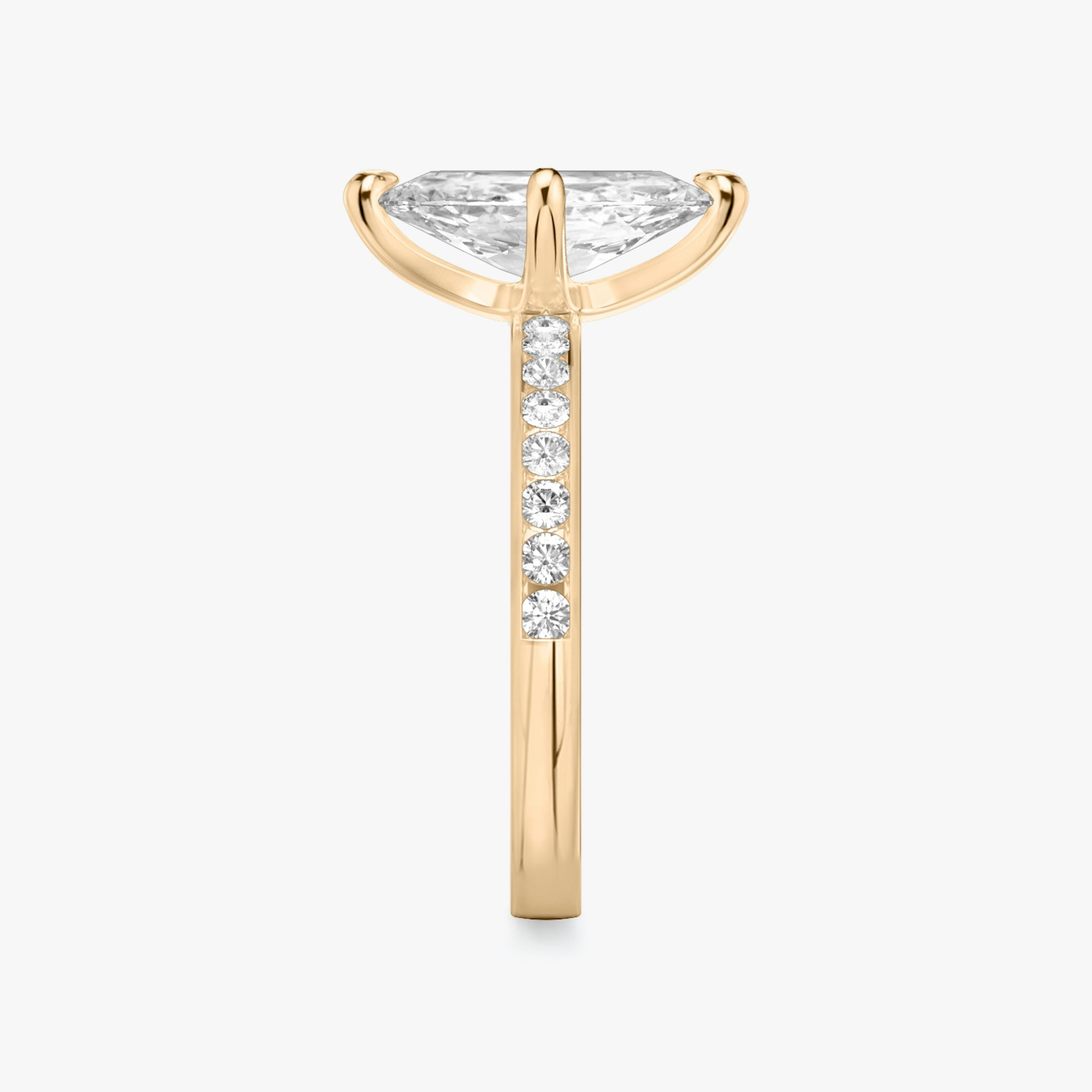 The Devotion | Marquise | 14k | Rose Gold | bandAccent: Pavé | bandStoneShape: Round Brilliant | bandStoneStyle: large | diamondOrientation: vertical | caratWeight: other