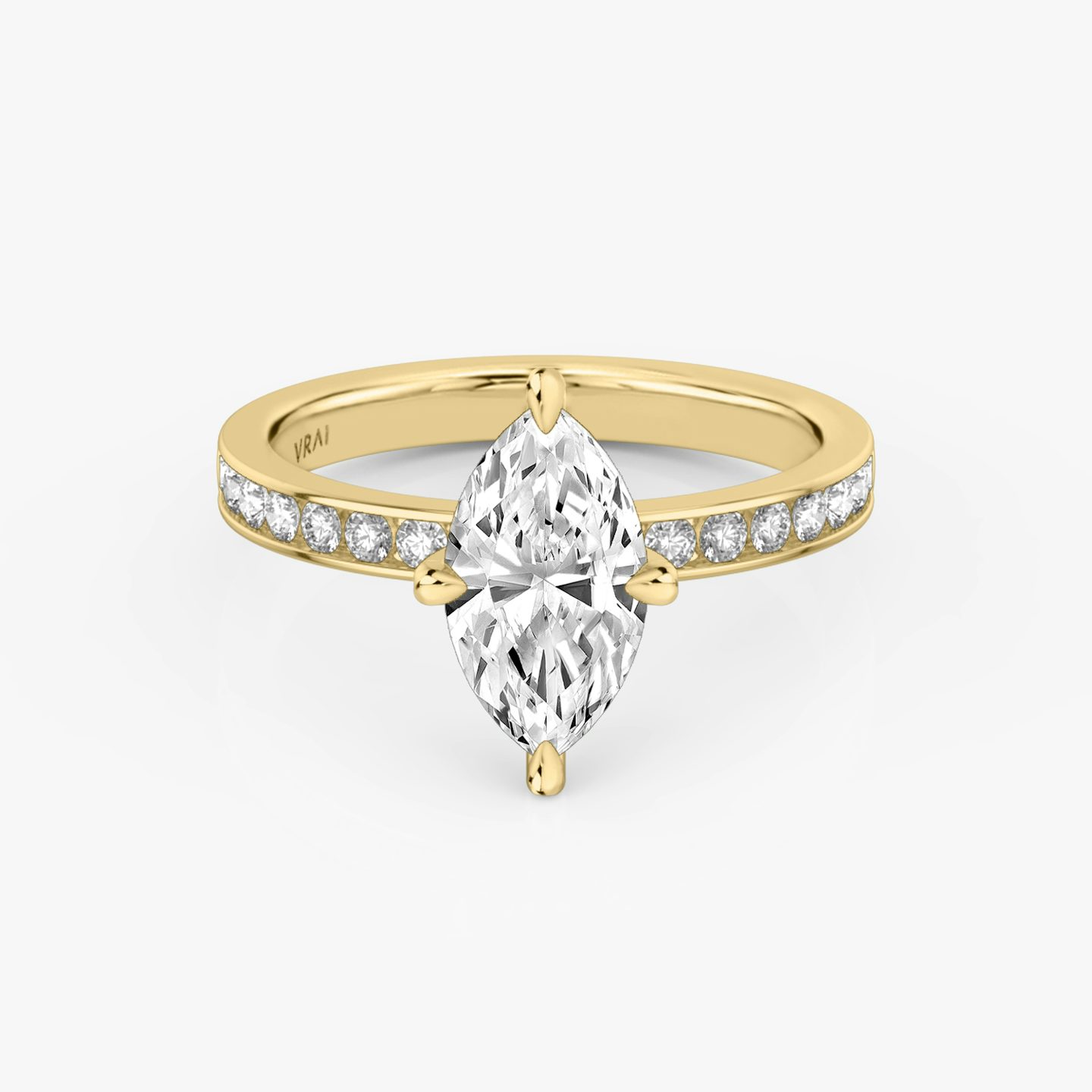 The Devotion | Marquise | 18k | Yellow Gold | bandAccent: Pavé | bandStoneShape: Round Brilliant | bandStoneStyle: large | diamondOrientation: vertical | caratWeight: other