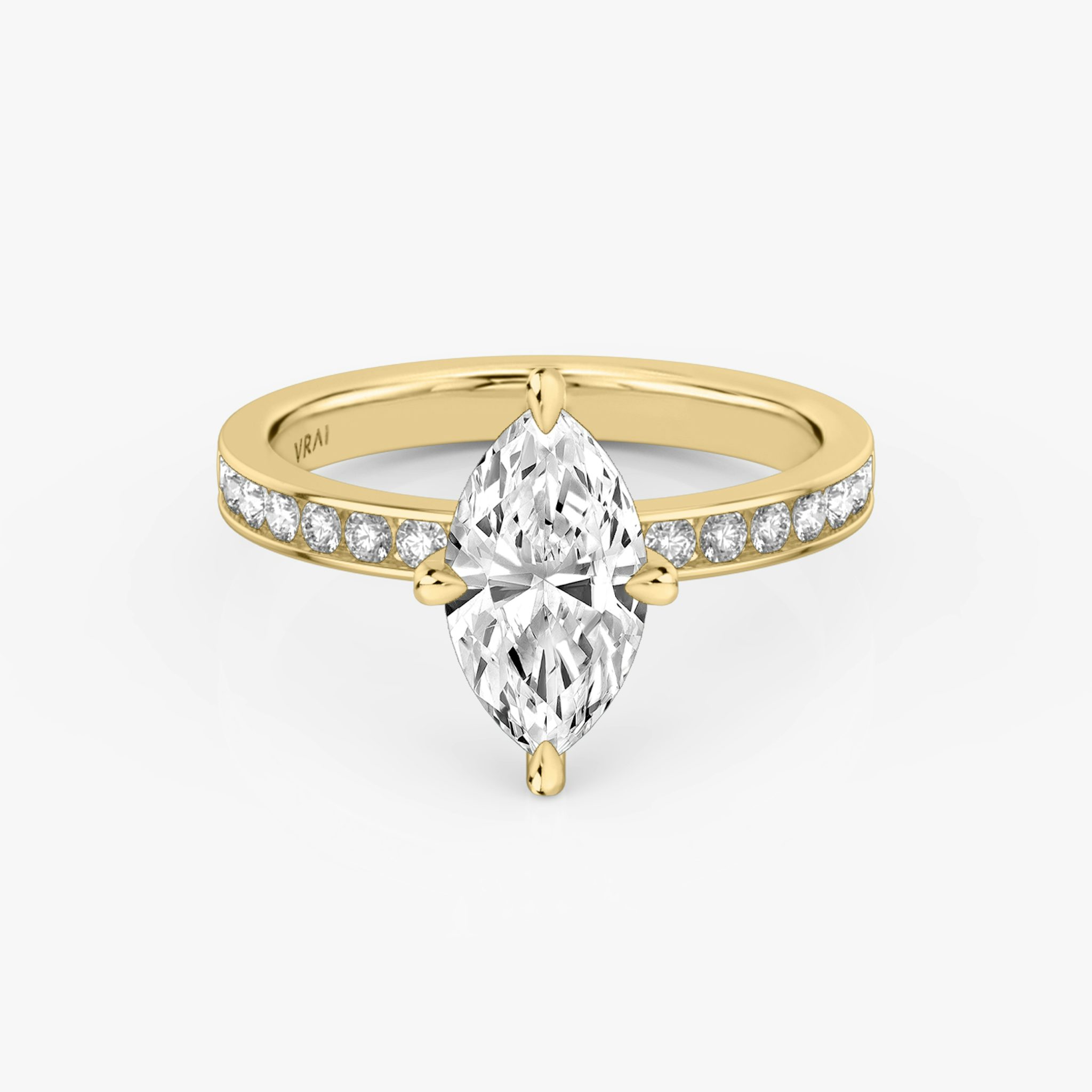 The Devotion | Marquise | 18k | Yellow Gold | bandAccent: Pavé | bandStoneShape: Round Brilliant | bandStoneStyle: large | diamondOrientation: vertical | caratWeight: other