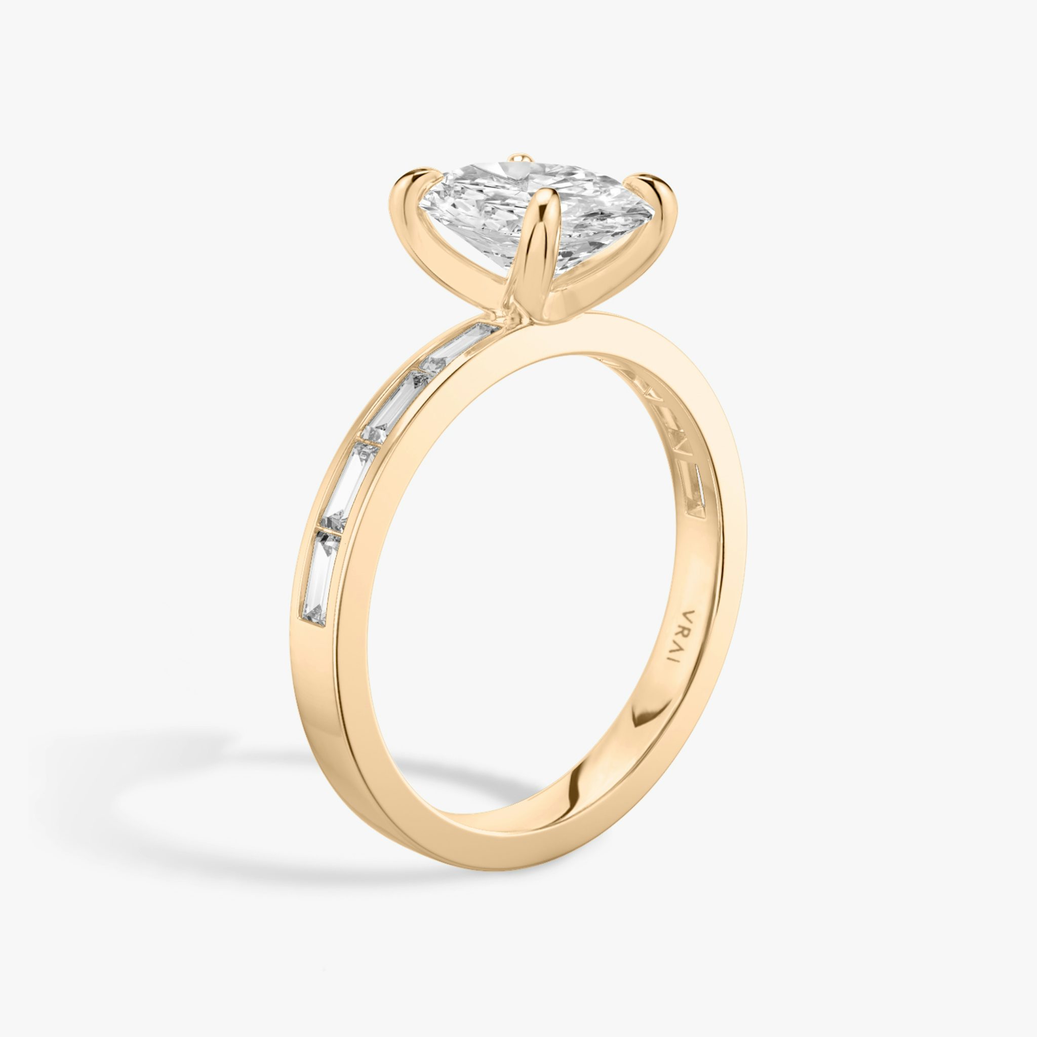 The Devotion | Oval | 14k | Rose Gold | bandAccent: Pavé | bandStoneShape: Baguette | bandStoneStyle: original | diamondOrientation: vertical | caratWeight: other