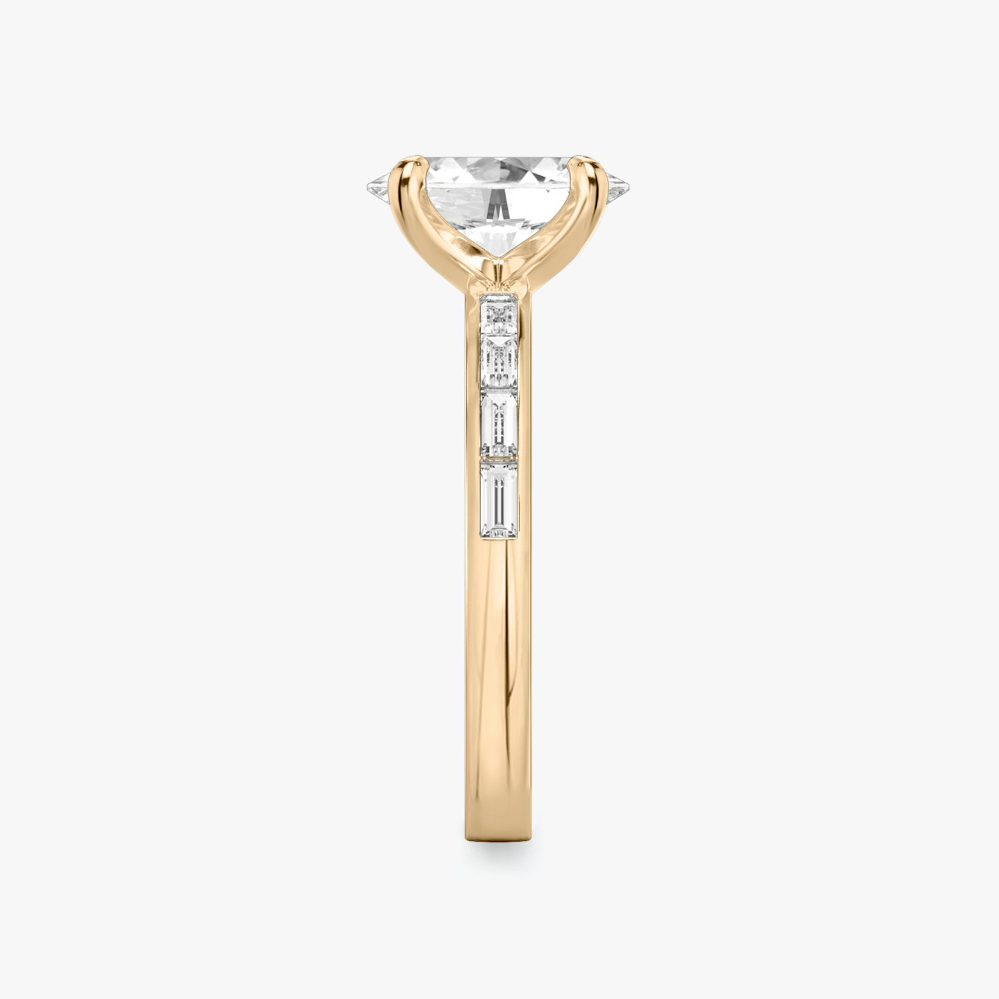 Anillo de compromiso Devotion | Oval | 14k | Oro rosa | bandAccent: Pavé | bandStoneShape: Baguette | bandStoneStyle: original | diamondOrientation: vertical | caratWeight: other