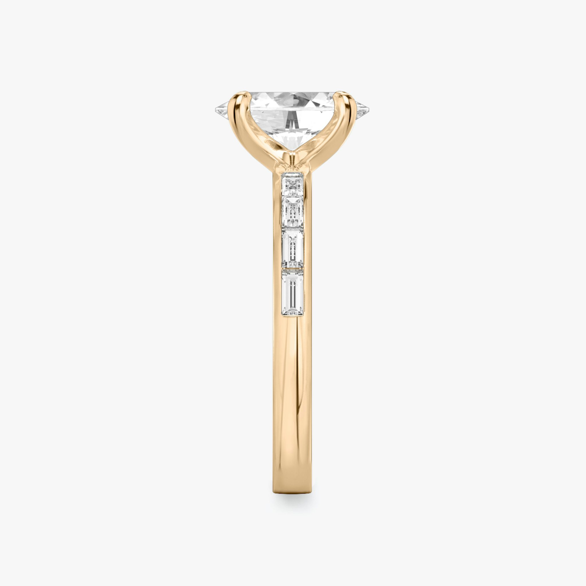 The Devotion | Oval | 14k | Rose Gold | bandAccent: Pavé | bandStoneShape: Baguette | bandStoneStyle: original | diamondOrientation: vertical | caratWeight: other