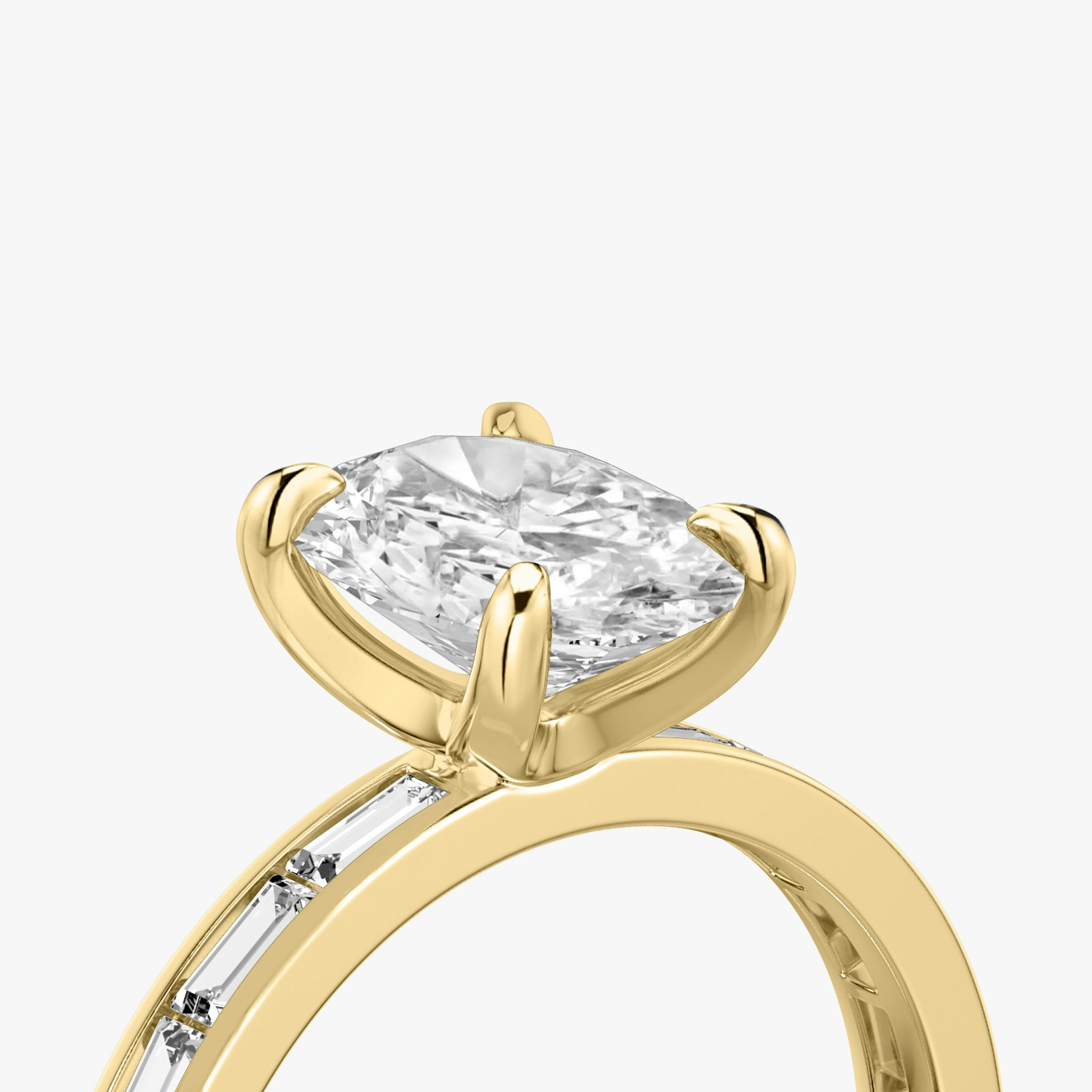 The Devotion | Oval | 18k | Yellow Gold | bandAccent: Pavé | bandStoneShape: Baguette | bandStoneStyle: original | diamondOrientation: vertical | caratWeight: other