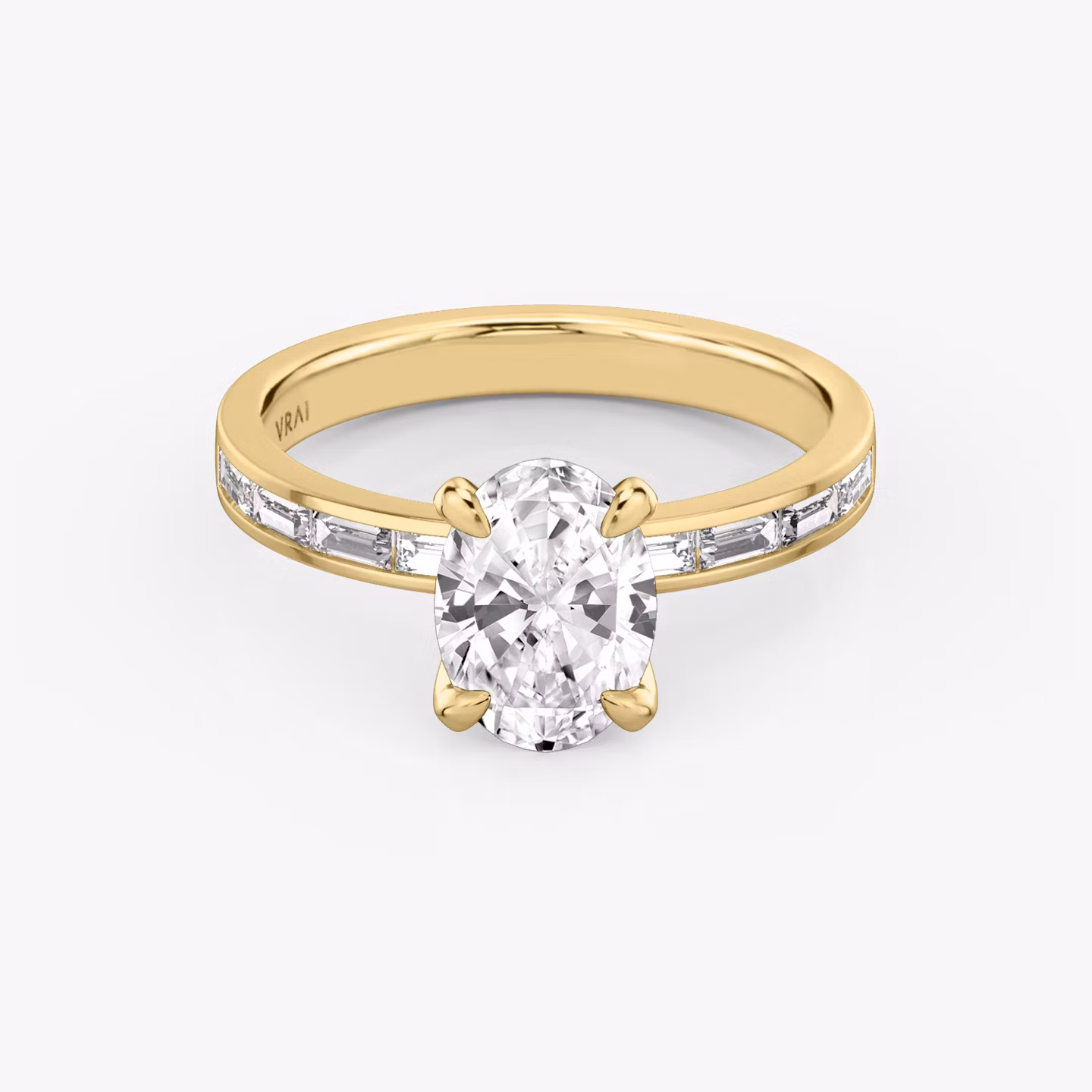 The Devotion | Oval | 18k | Yellow Gold | bandAccent: Pavé | bandStoneShape: Baguette | bandStoneStyle: original | diamondOrientation: vertical | caratWeight: other