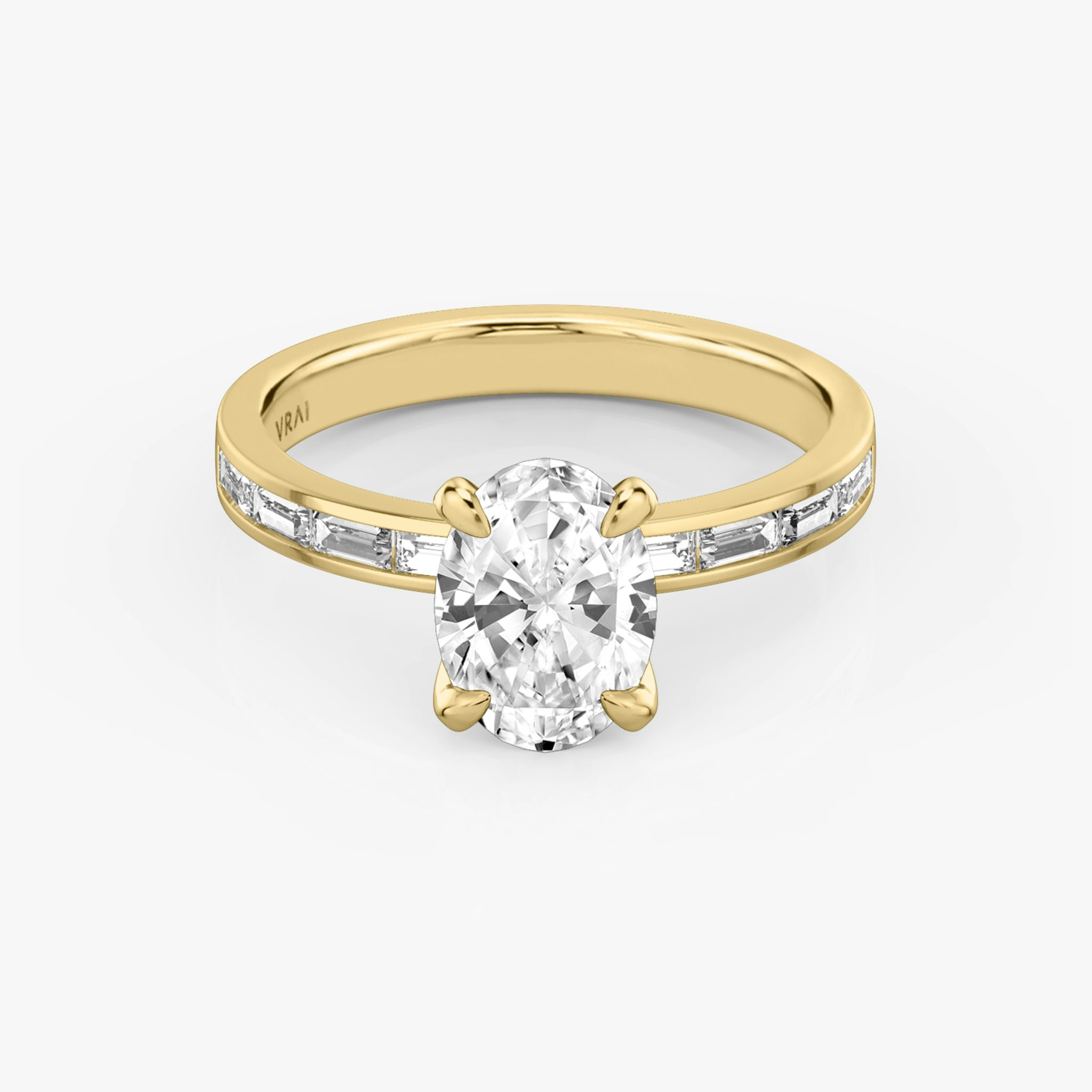 The Devotion | Oval | 18k | Yellow Gold | bandAccent: Pavé | bandStoneShape: Baguette | bandStoneStyle: original | diamondOrientation: vertical | caratWeight: other