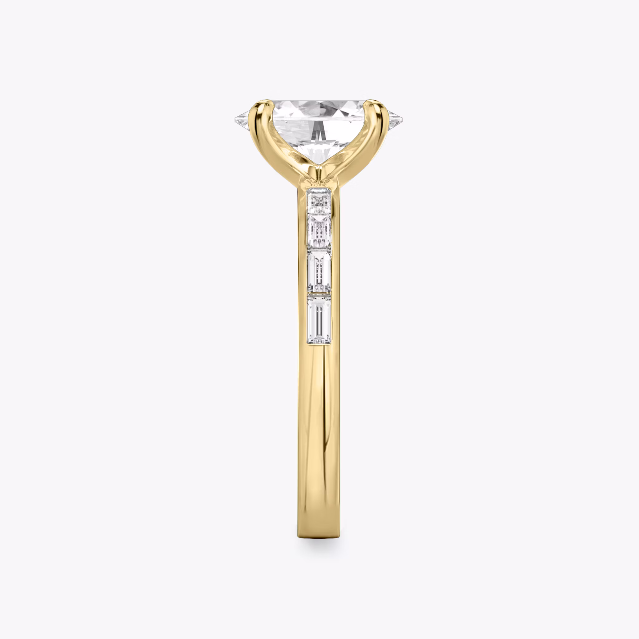 The Devotion | Oval | 18k | Yellow Gold | bandAccent: Pavé | bandStoneShape: Baguette | bandStoneStyle: original | diamondOrientation: vertical | caratWeight: other
