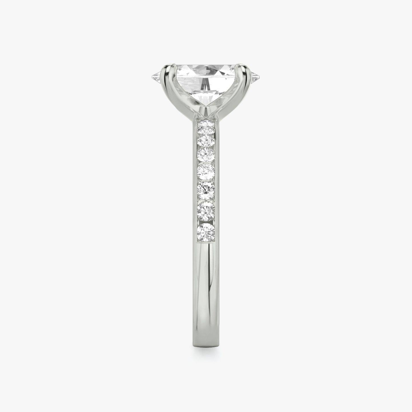 The Devotion | Oval | Platinum | bandAccent: Pavé | bandStoneShape: Round Brilliant | bandStoneStyle: large | diamondOrientation: vertical | caratWeight: other