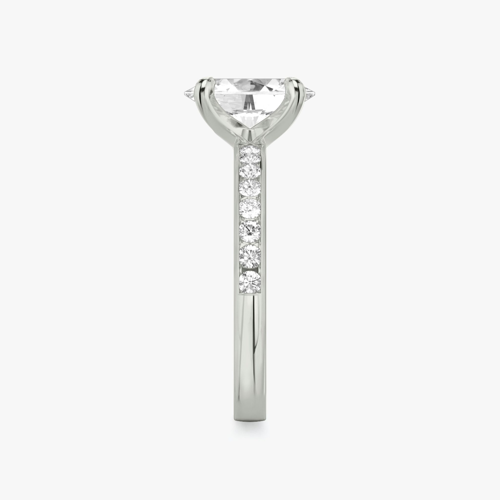 The Devotion | Oval | 18k | White Gold | bandAccent: Pavé | bandStoneShape: Round Brilliant | bandStoneStyle: large | diamondOrientation: vertical | caratWeight: other