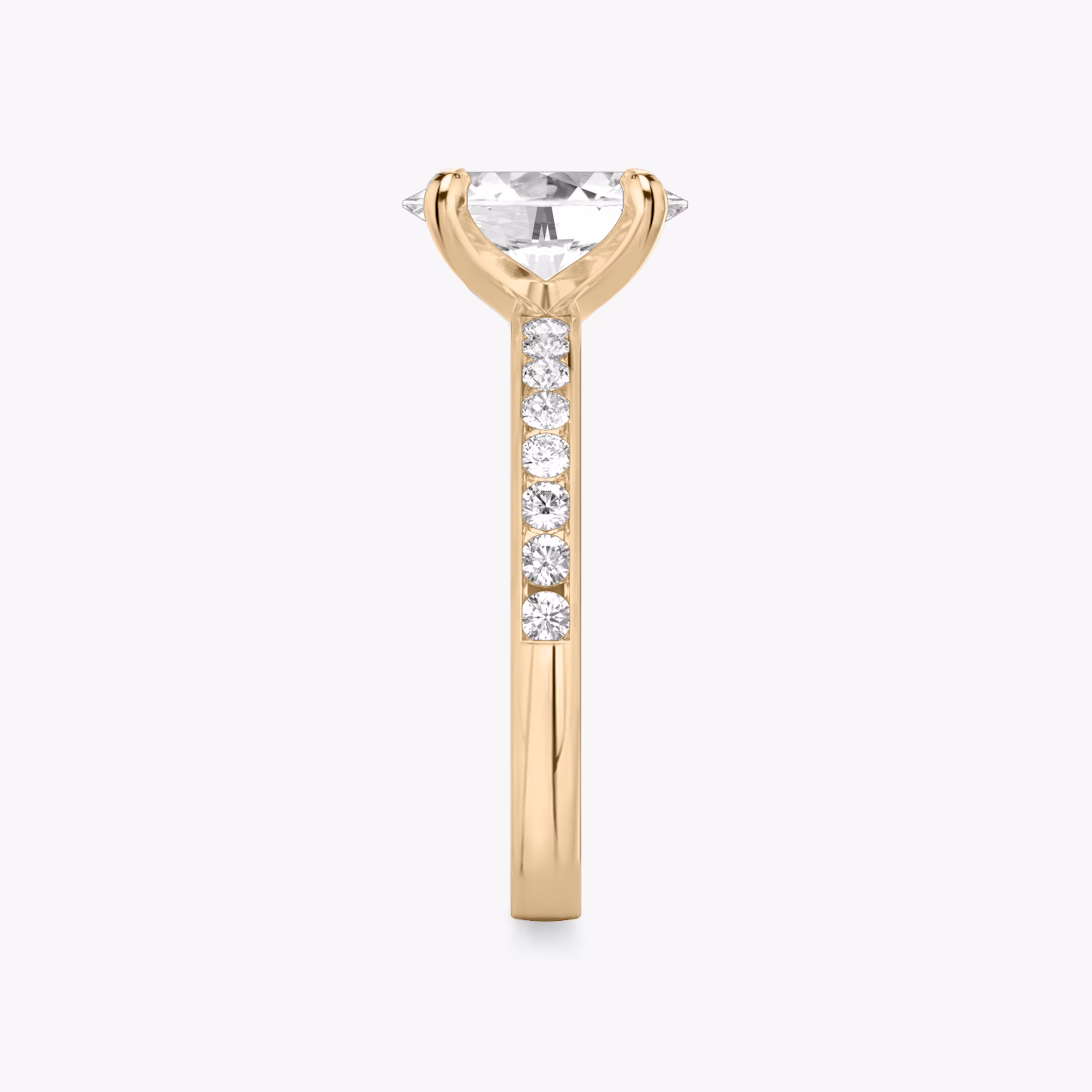 The Devotion | Oval | 14k | Rose Gold | bandAccent: Pavé | bandStoneShape: Round Brilliant | bandStoneStyle: large | diamondOrientation: vertical | caratWeight: other