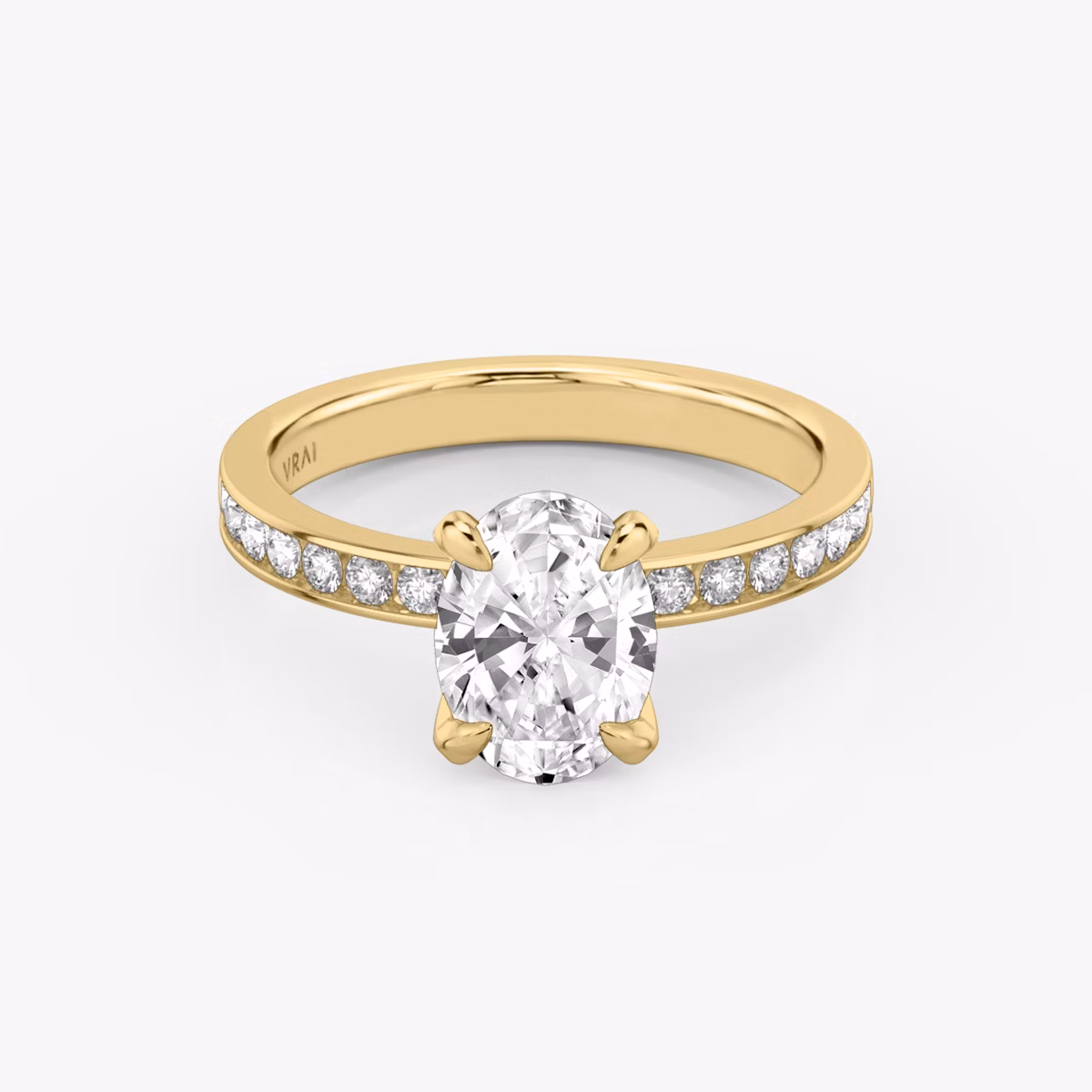The Devotion | Oval | 18k | Yellow Gold | bandAccent: Pavé | bandStoneShape: Round Brilliant | bandStoneStyle: large | diamondOrientation: vertical | caratWeight: other