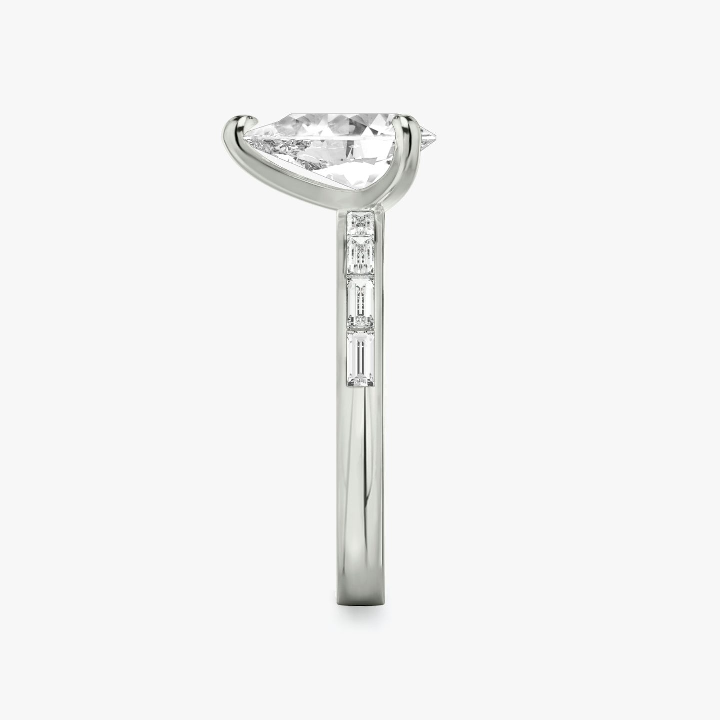 The Devotion | Pear | Platinum | bandAccent: Pavé | bandStoneShape: Baguette | bandStoneStyle: original | diamondOrientation: vertical | caratWeight: other