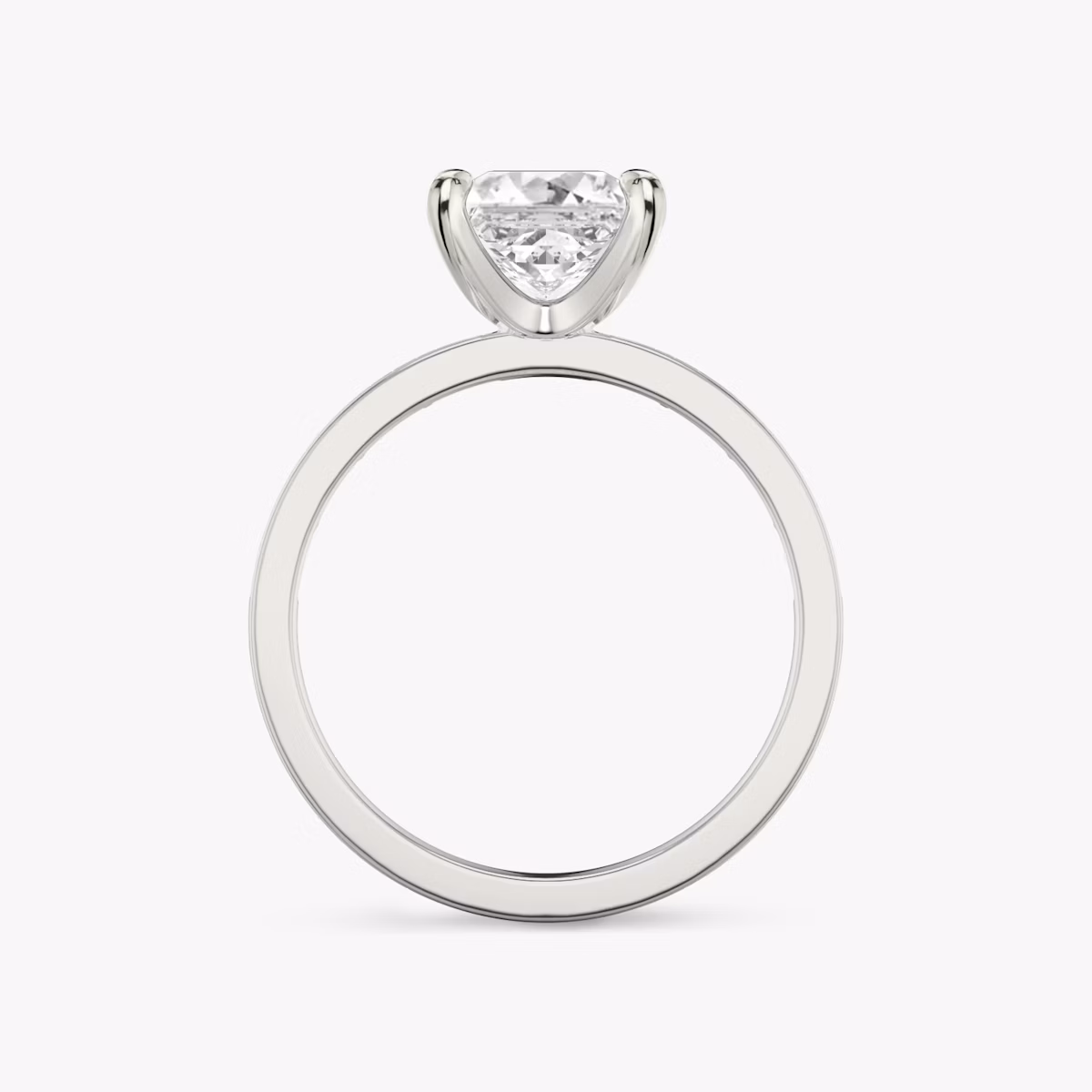 The Devotion | Princess | Platinum | bandAccent: Pavé | bandStoneShape: Baguette | bandStoneStyle: original | diamondOrientation: vertical | caratWeight: other