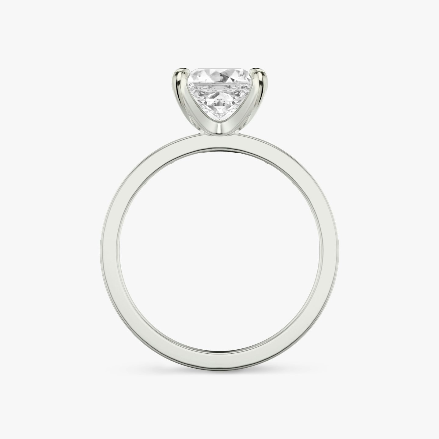 The Devotion | Princess | Platinum | bandAccent: Pavé | bandStoneShape: Baguette | bandStoneStyle: original | diamondOrientation: vertical | caratWeight: other