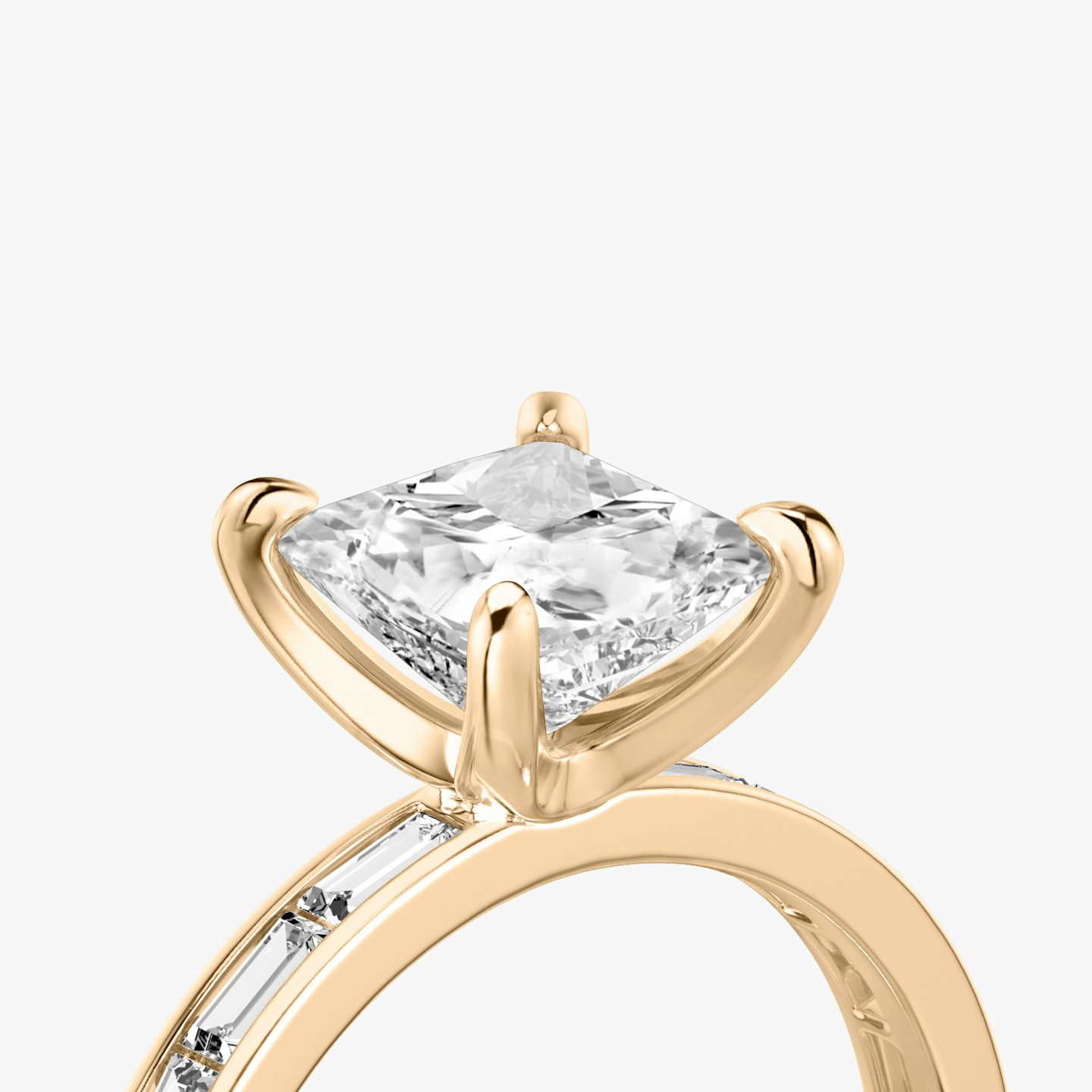 Devotion | Princess | 14k | Roségold | bandAccent: Mit Pavé-Besatz | bandStoneShape: Baguette | bandStoneStyle: original | diamondOrientation: vertical | caratWeight: other