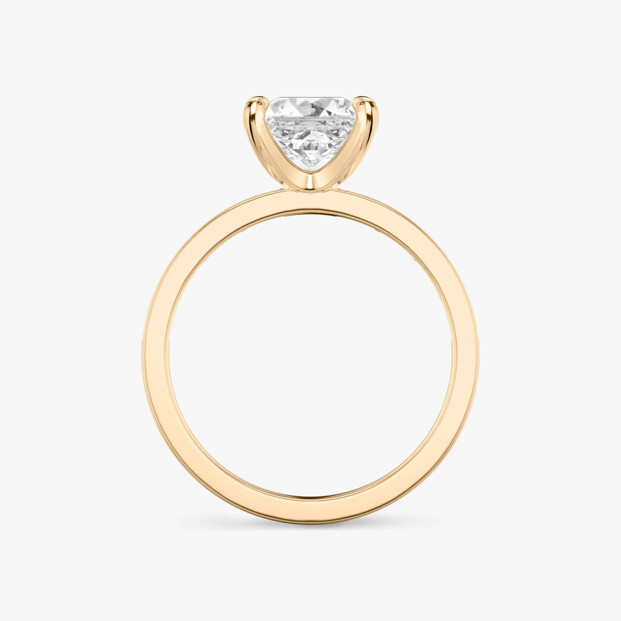 The Devotion | Princess | 14k | Rose Gold | bandAccent: Pavé | bandStoneShape: Baguette | bandStoneStyle: original | diamondOrientation: vertical | caratWeight: other