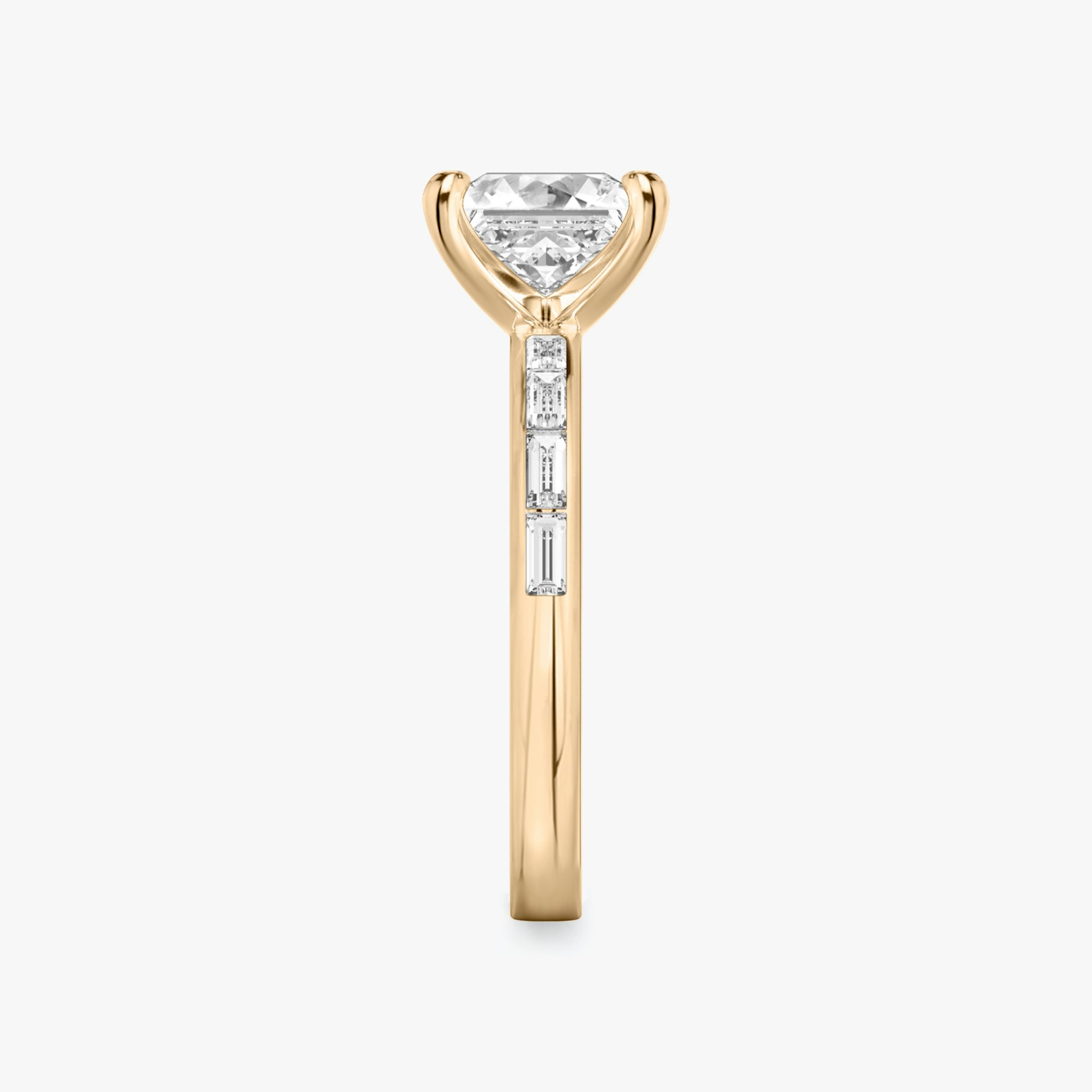 The Devotion | Princess | 14k | Rose Gold | bandAccent: Pavé | bandStoneShape: Baguette | bandStoneStyle: original | diamondOrientation: vertical | caratWeight: other