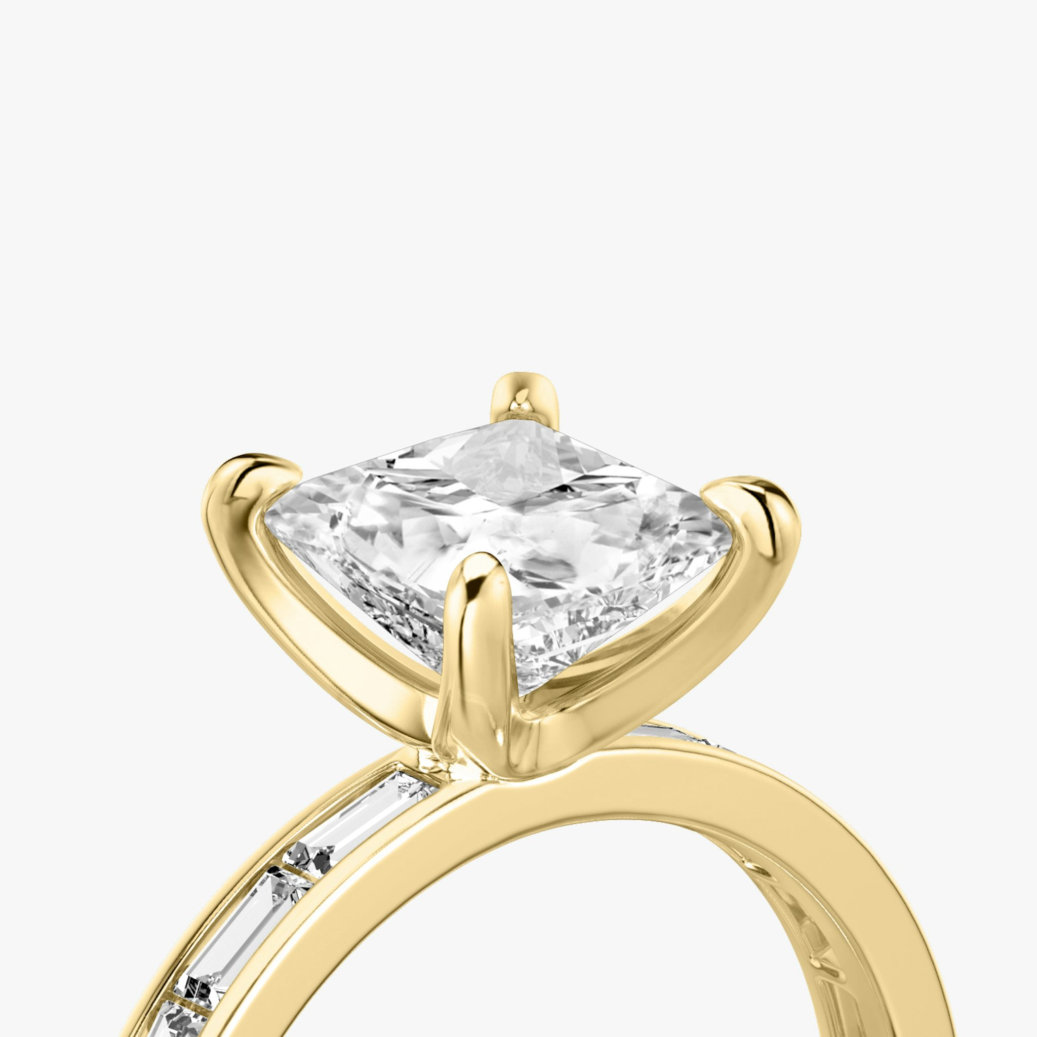 The Devotion | Princess | 18k | Yellow Gold | bandAccent: Pavé | bandStoneShape: Baguette | bandStoneStyle: original | diamondOrientation: vertical | caratWeight: other