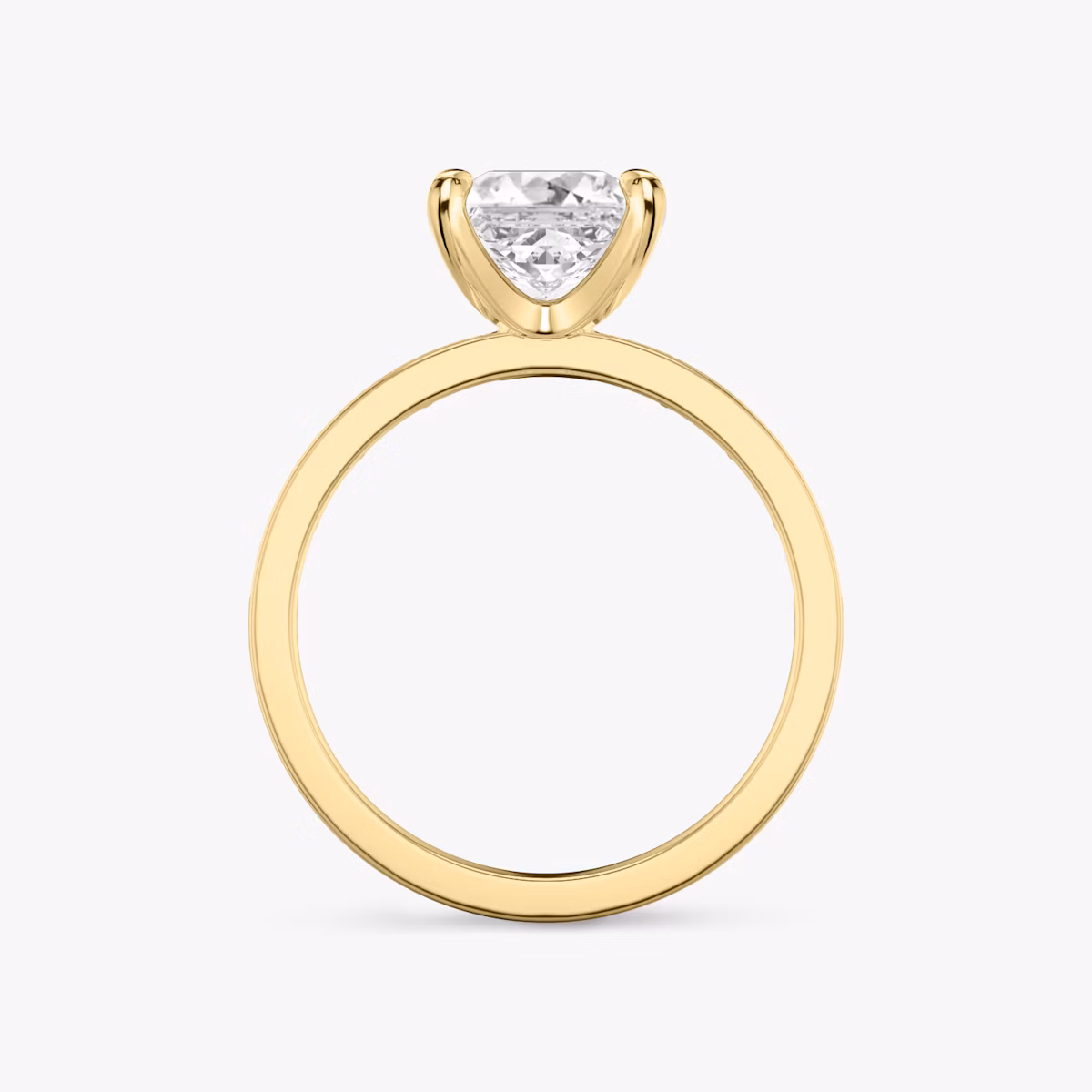 Anillo de compromiso Devotion | Princesa | 18k | Oro amarillo | bandAccent: Pavé | bandStoneShape: Baguette | bandStoneStyle: original | diamondOrientation: vertical | caratWeight: other
