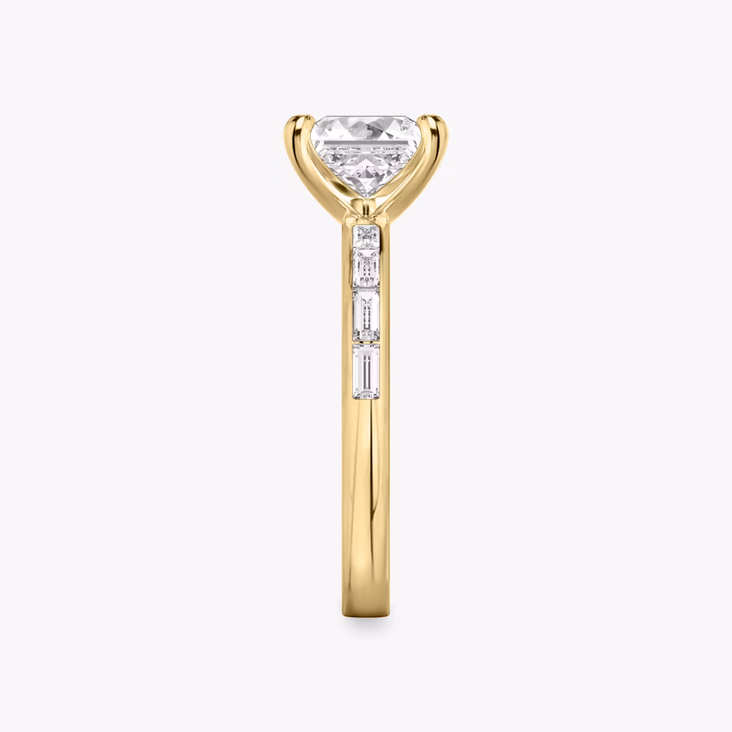 The Devotion | Princess | 18k | Yellow Gold | bandAccent: Pavé | bandStoneShape: Baguette | bandStoneStyle: original | diamondOrientation: vertical | caratWeight: other