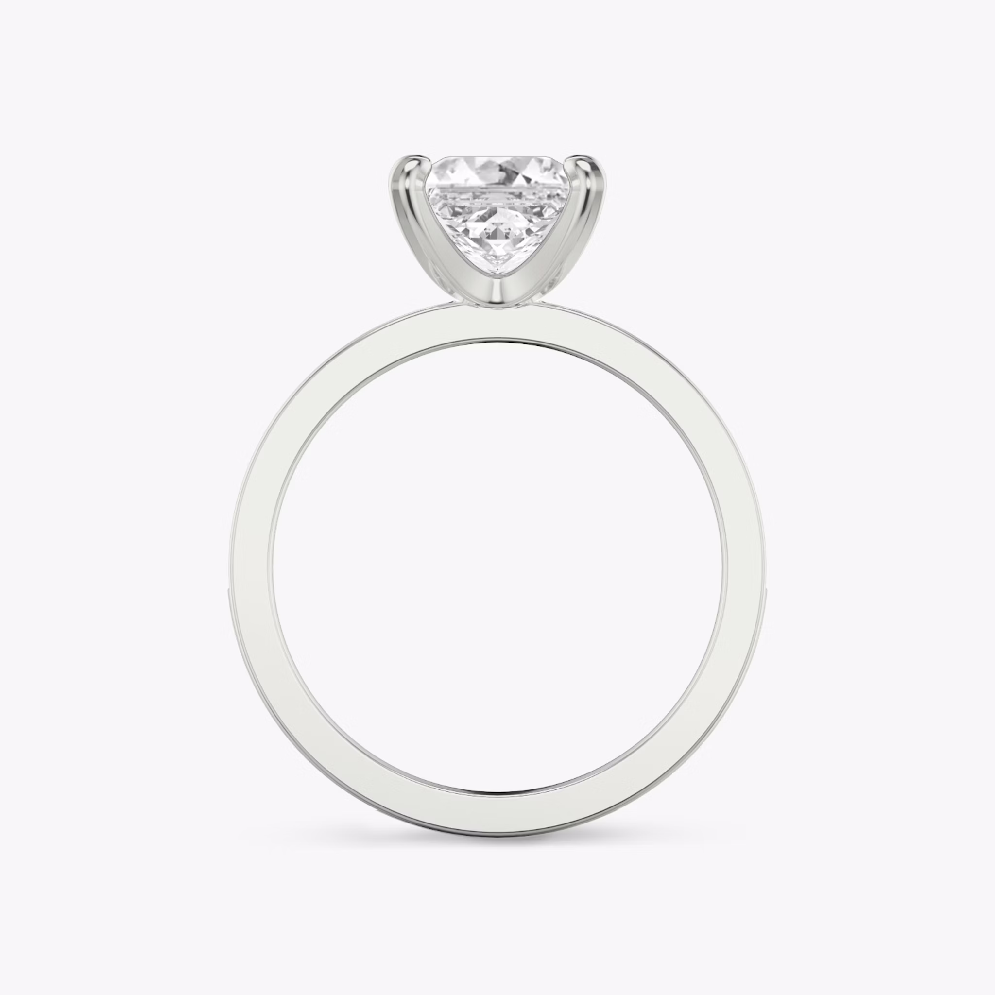 Anillo de compromiso Devotion | Princesa | 18k | Oro blanco | bandAccent: Pavé | bandStoneShape: Brillante | bandStoneStyle: large | diamondOrientation: vertical | caratWeight: other