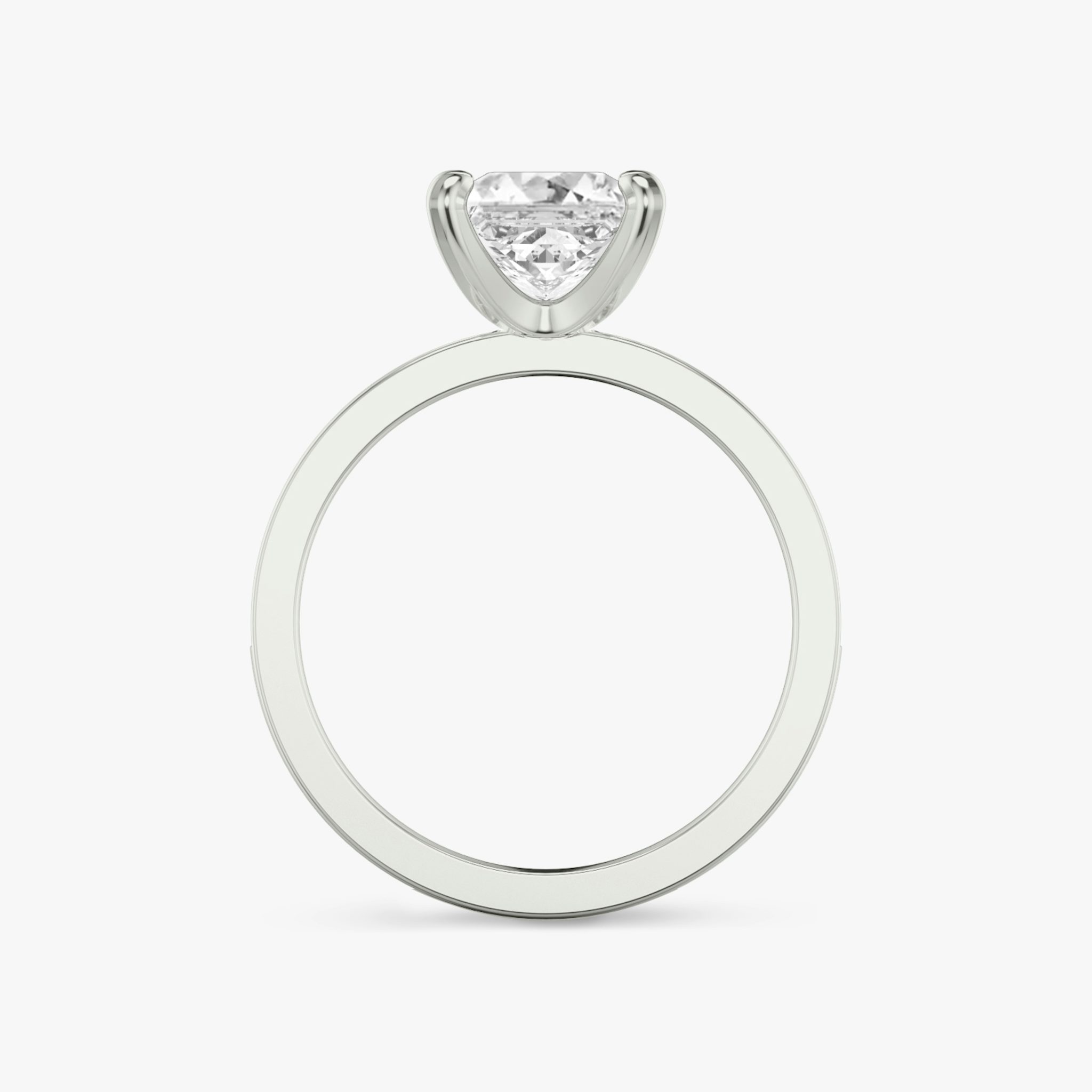Anillo de compromiso Devotion | Princesa | 18k | Oro blanco | bandAccent: Pavé | bandStoneShape: Brillante | bandStoneStyle: large | diamondOrientation: vertical | caratWeight: other