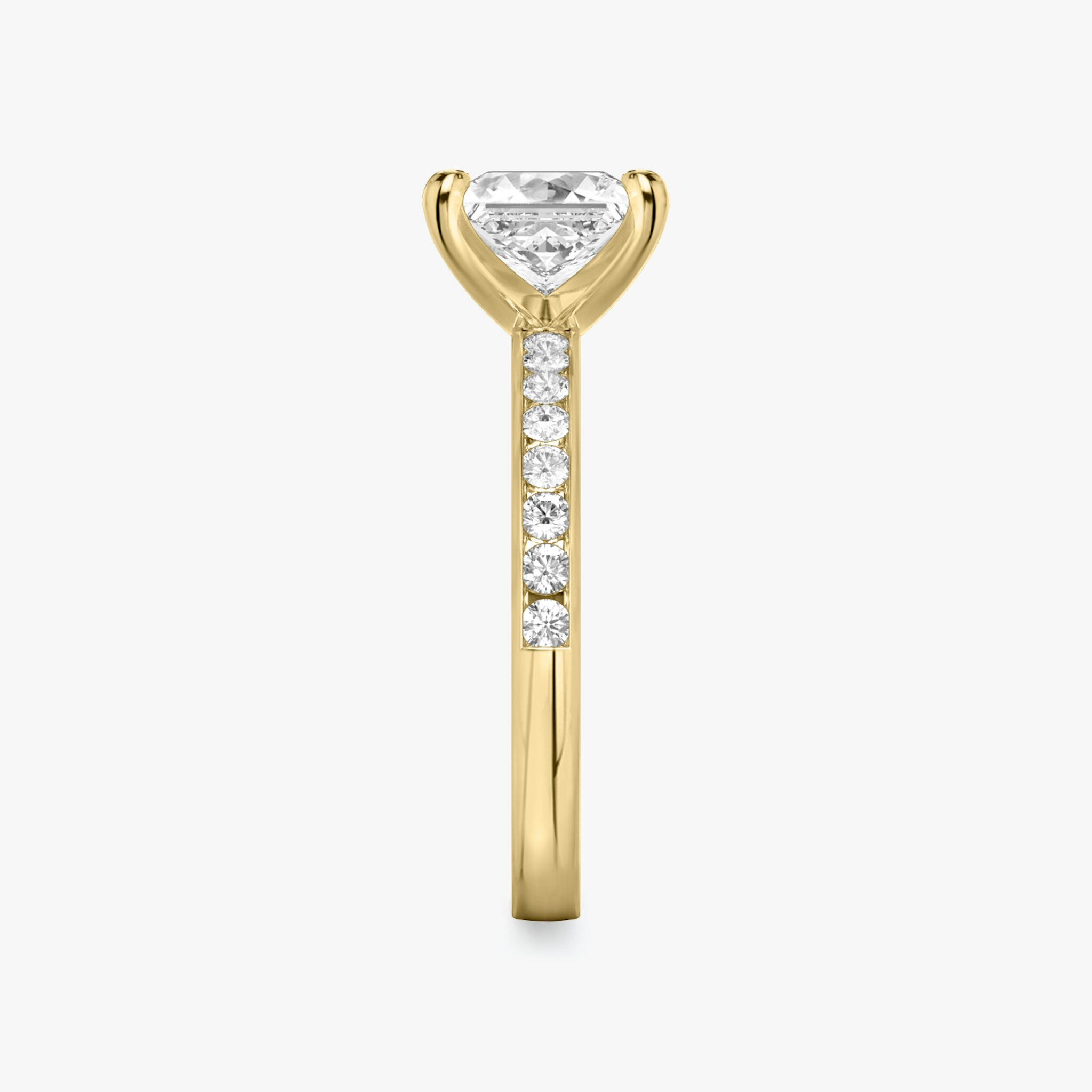 The Devotion | Princess | 18k | Yellow Gold | bandAccent: Pavé | bandStoneShape: Round Brilliant | bandStoneStyle: large | diamondOrientation: vertical | caratWeight: other