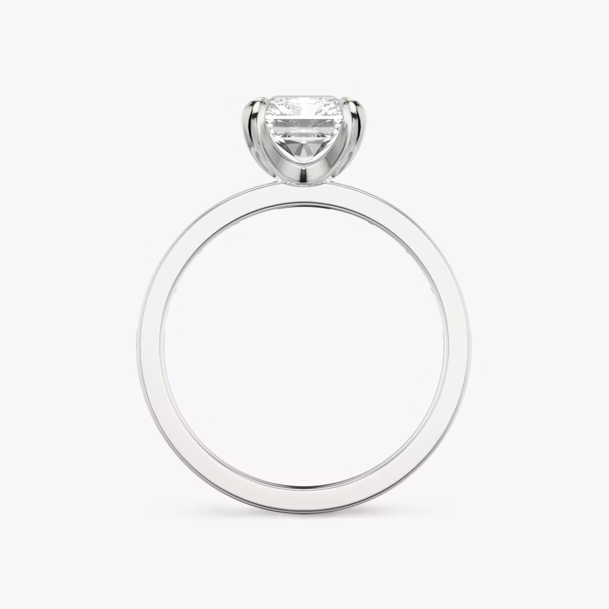 The Devotion | Radiant | 18k | White Gold | bandAccent: Pavé | bandStoneShape: Baguette | bandStoneStyle: original | diamondOrientation: vertical | caratWeight: other