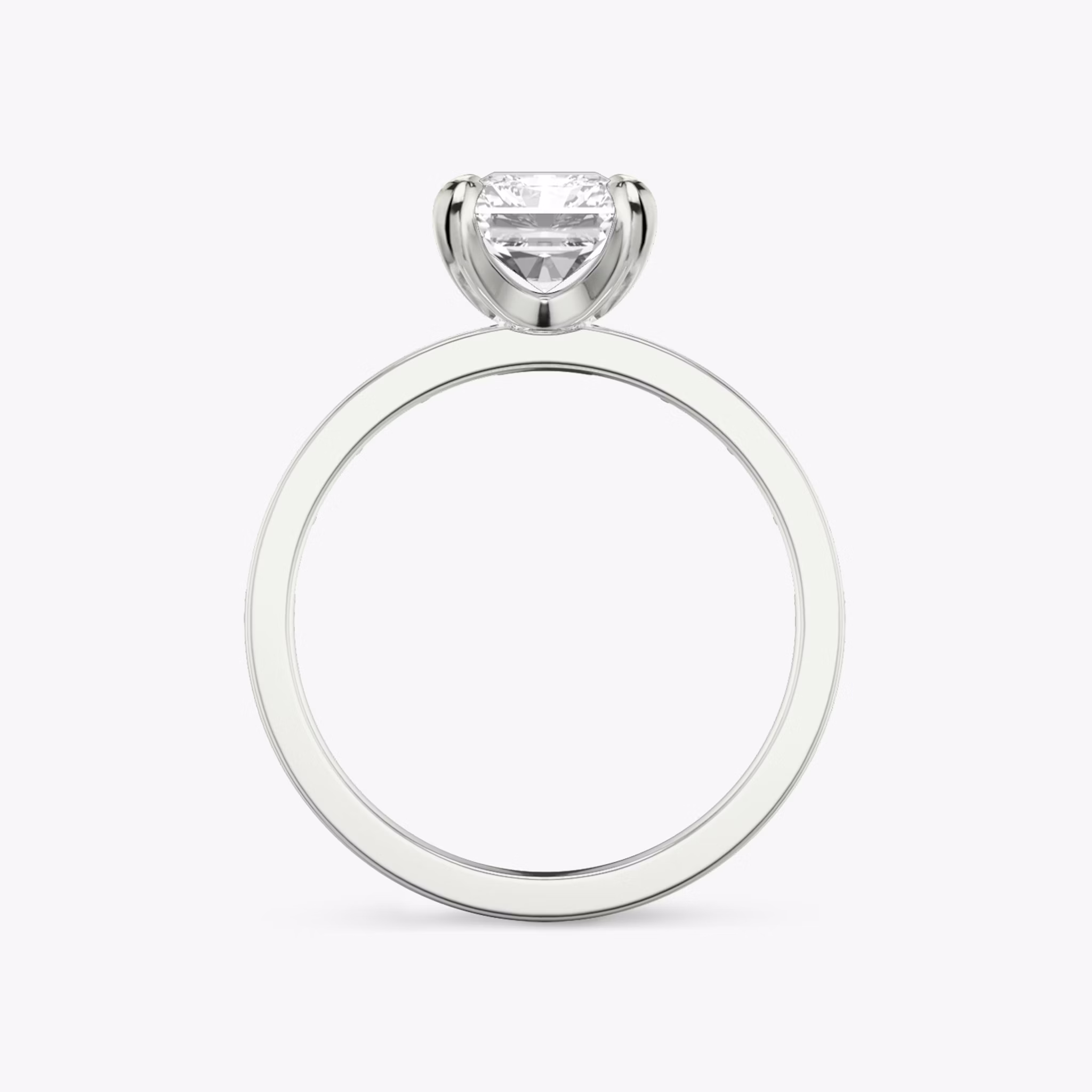 The Devotion | Radiant | 18k | White Gold | bandAccent: Pavé | bandStoneShape: Baguette | bandStoneStyle: original | diamondOrientation: vertical | caratWeight: other