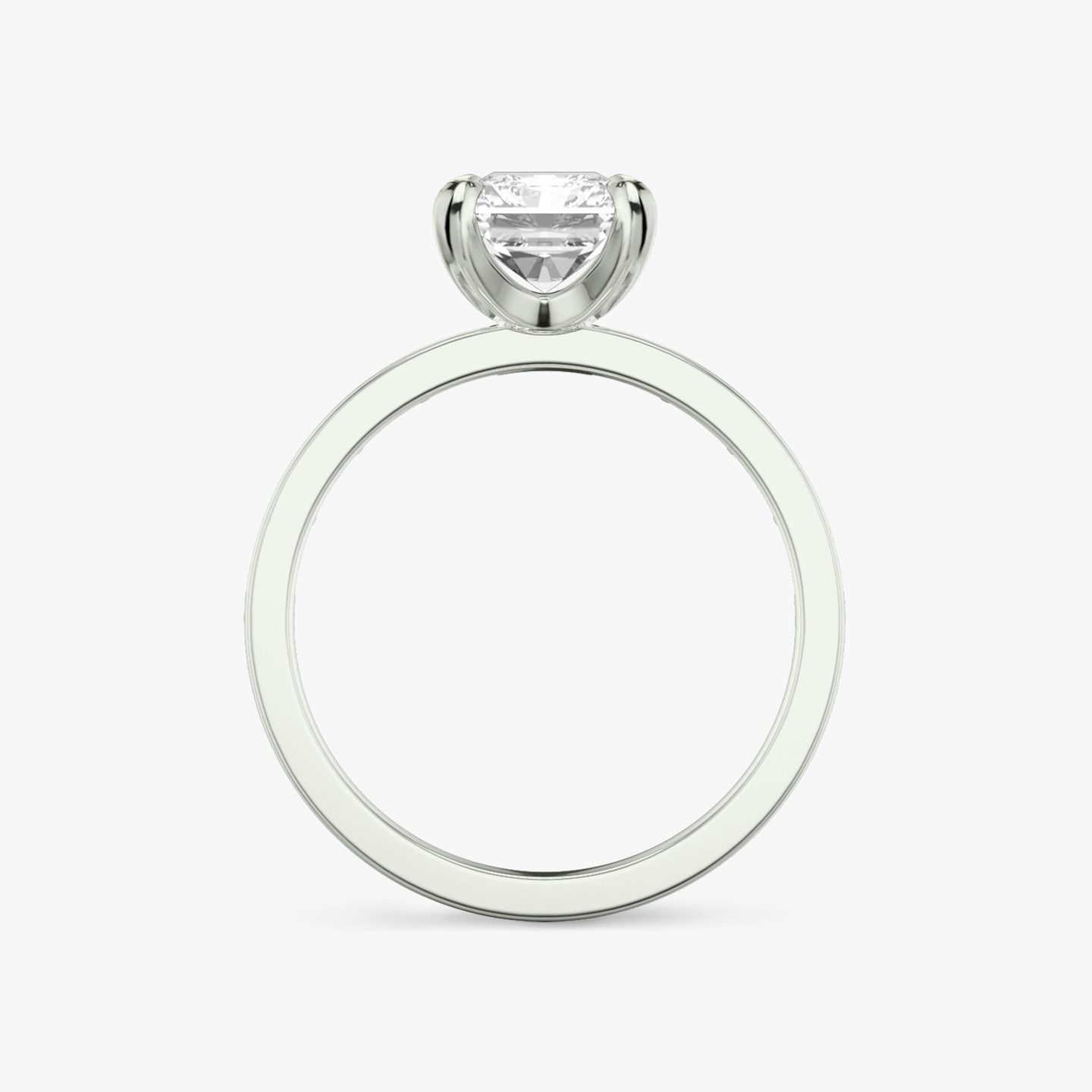 The Devotion | Radiant | Platinum | bandAccent: Pavé | bandStoneShape: Baguette | bandStoneStyle: original | diamondOrientation: vertical | caratWeight: other