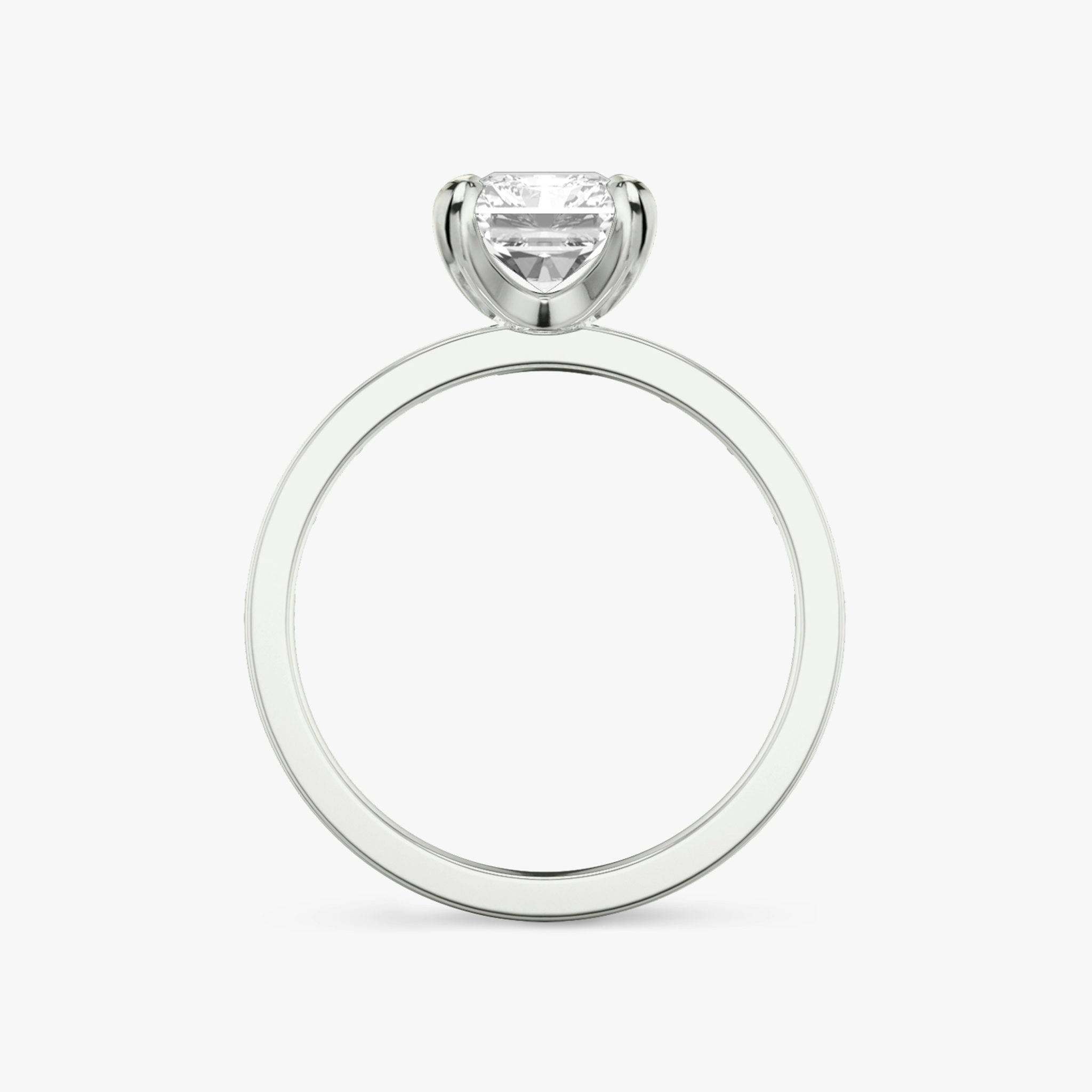 The Devotion | Radiant | 18k | White Gold | bandAccent: Pavé | bandStoneShape: Baguette | bandStoneStyle: original | diamondOrientation: vertical | caratWeight: other