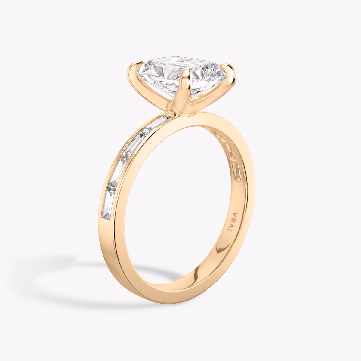 The Devotion | Radiant | 14k | Rose Gold | bandAccent: Pavé | bandStoneShape: Baguette | bandStoneStyle: original | diamondOrientation: vertical | caratWeight: other