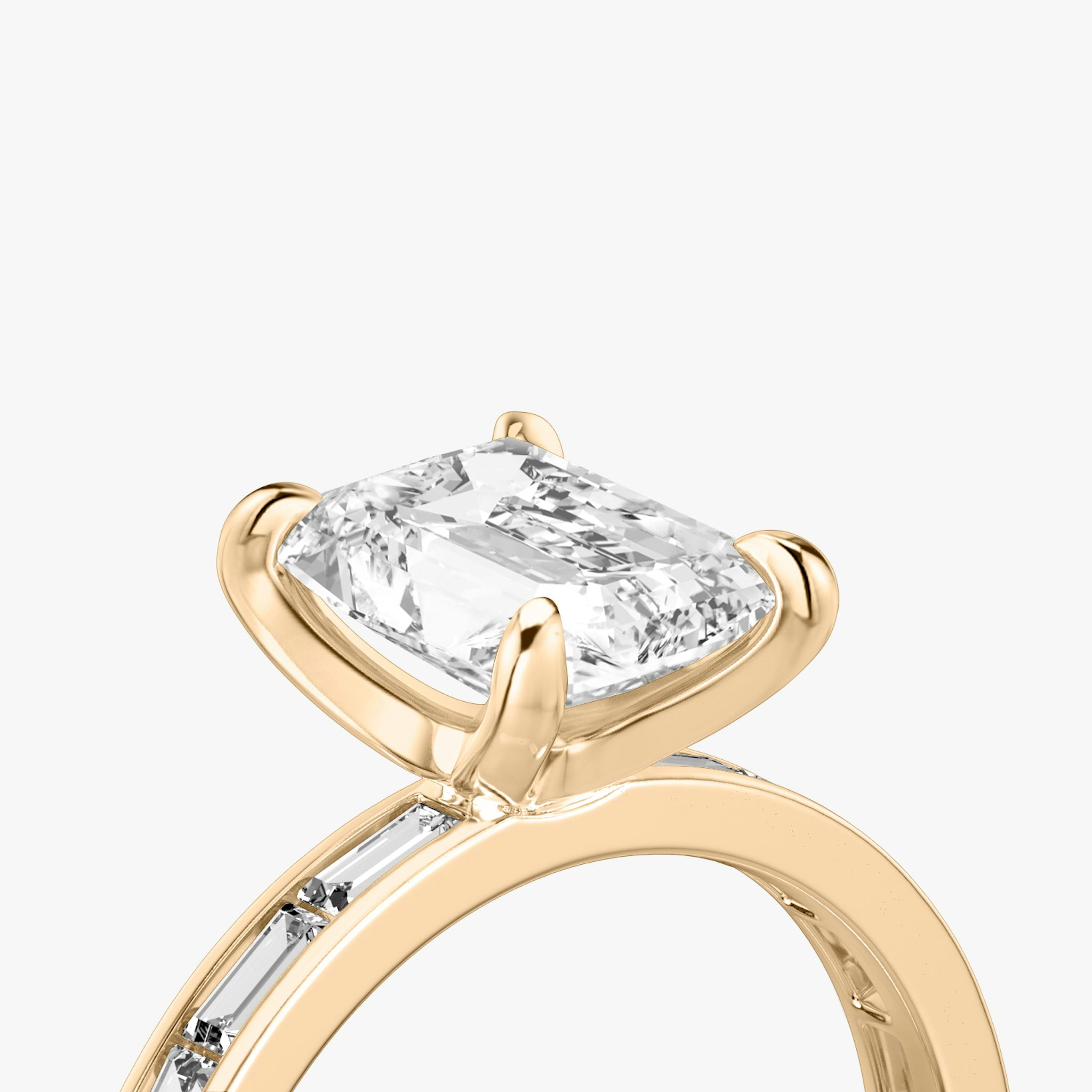 The Devotion | Radiant | 14k | Rose Gold | bandAccent: Pavé | bandStoneShape: Baguette | bandStoneStyle: original | diamondOrientation: vertical | caratWeight: other