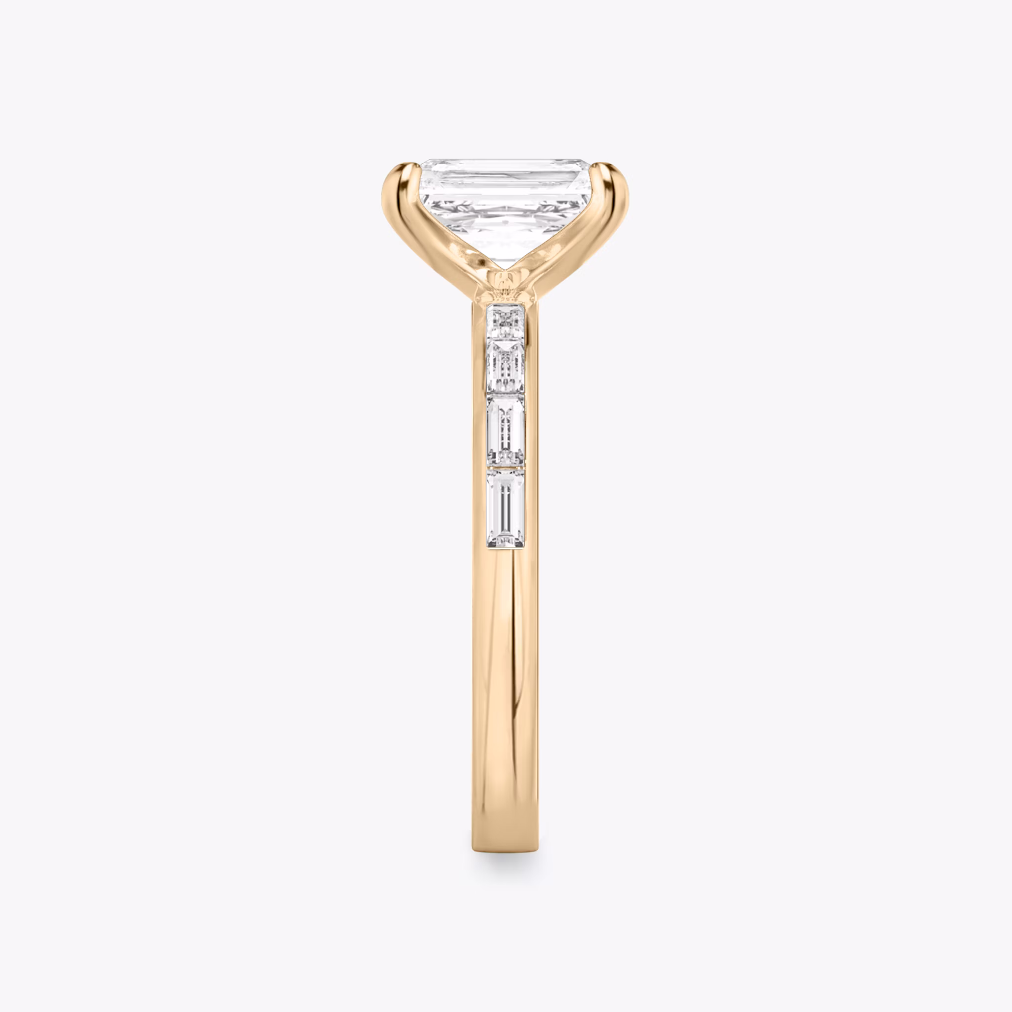 The Devotion | Radiant | 14k | Rose Gold | bandAccent: Pavé | bandStoneShape: Baguette | bandStoneStyle: original | diamondOrientation: vertical | caratWeight: other