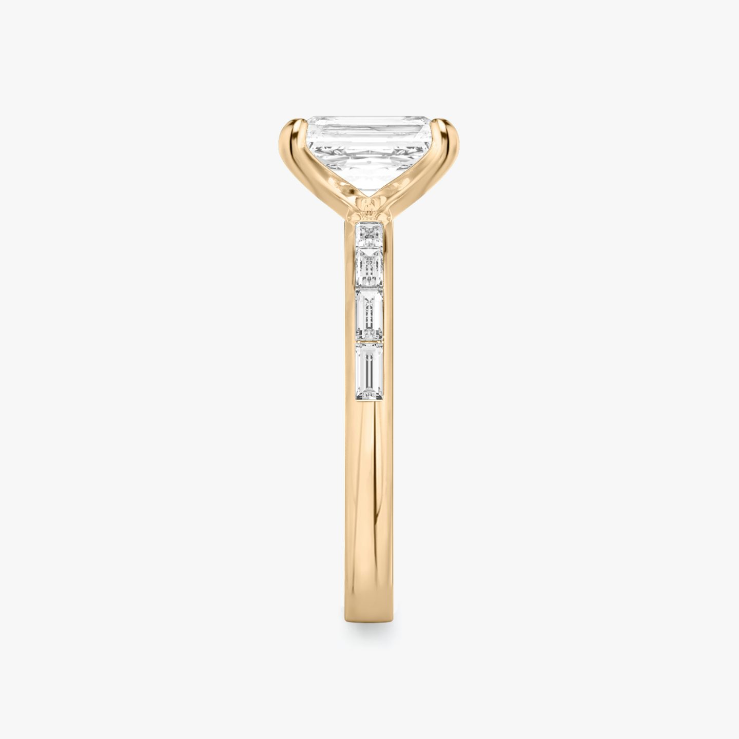 The Devotion | Radiant | 14k | Rose Gold | bandAccent: Pavé | bandStoneShape: Baguette | bandStoneStyle: original | diamondOrientation: vertical | caratWeight: other
