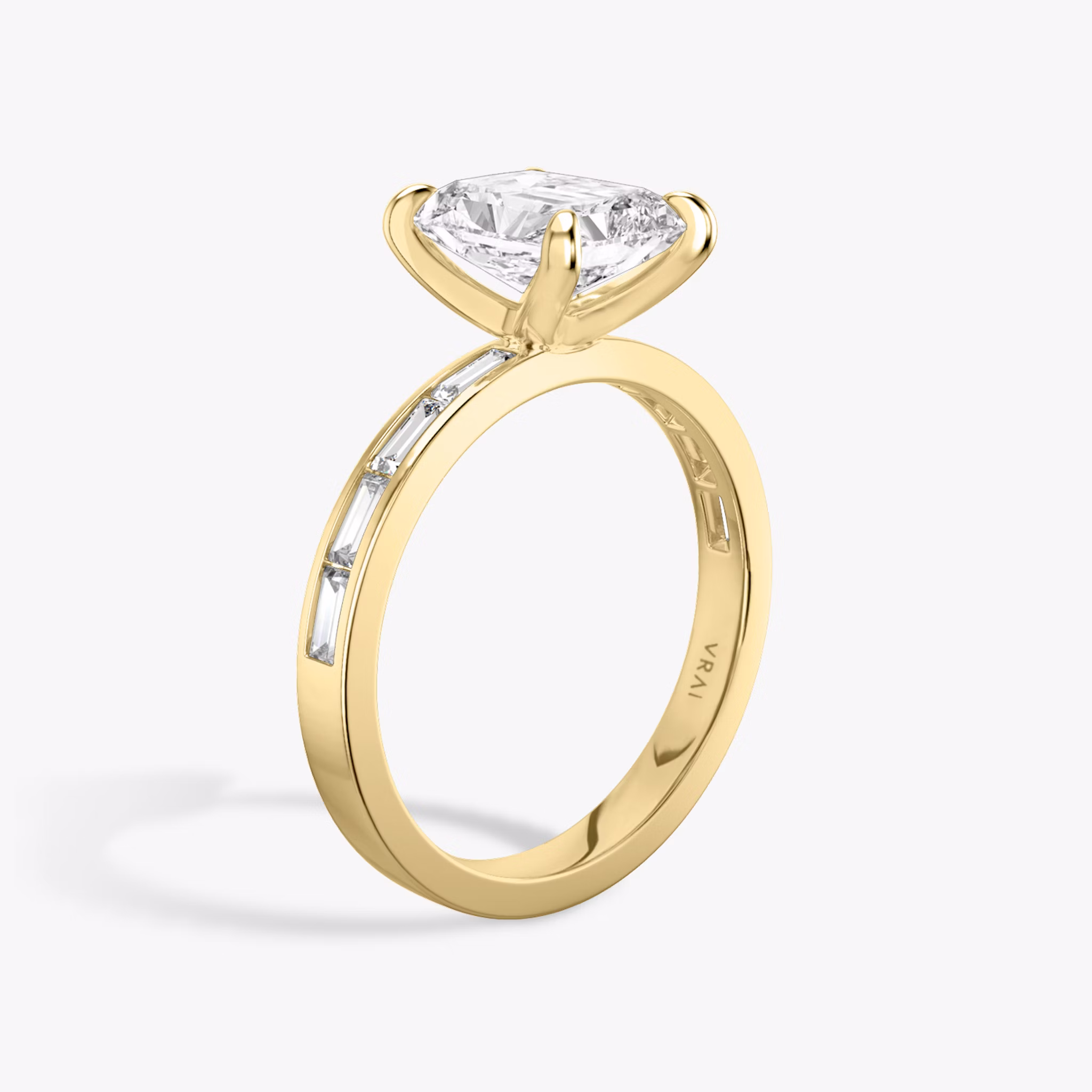 The Devotion | Radiant | 18k | Yellow Gold | bandAccent: Pavé | bandStoneShape: Baguette | bandStoneStyle: original | diamondOrientation: vertical | caratWeight: other