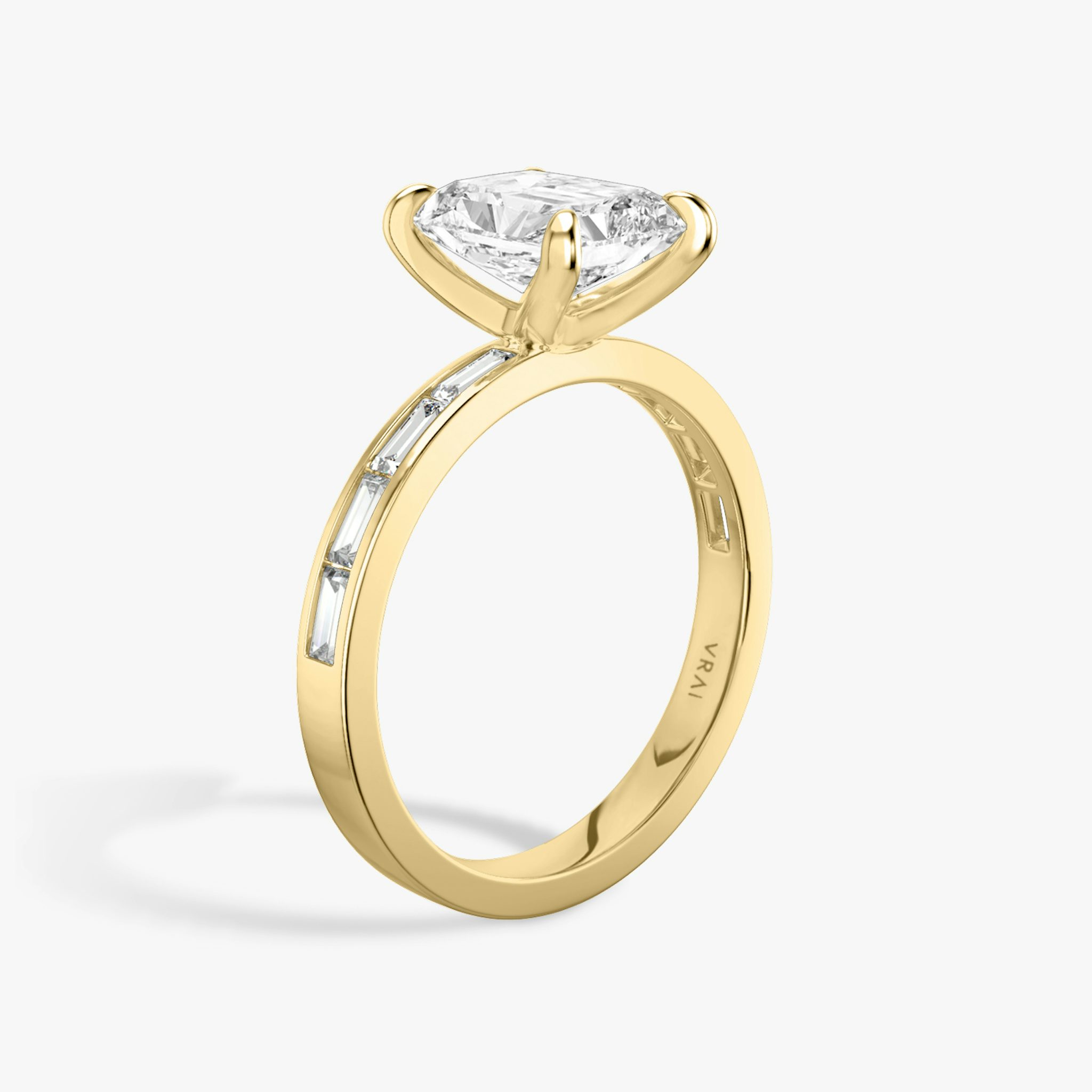 The Devotion | Radiant | 18k | Yellow Gold | bandAccent: Pavé | bandStoneShape: Baguette | bandStoneStyle: original | diamondOrientation: vertical | caratWeight: other