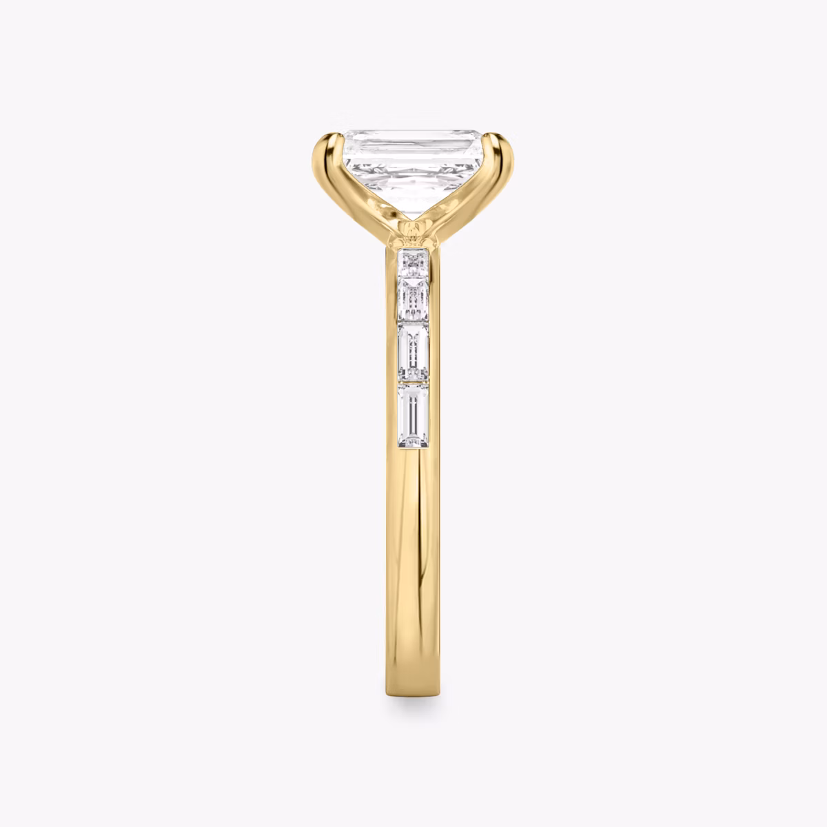 The Devotion | Radiant | 18k | Yellow Gold | bandAccent: Pavé | bandStoneShape: Baguette | bandStoneStyle: original | diamondOrientation: vertical | caratWeight: other