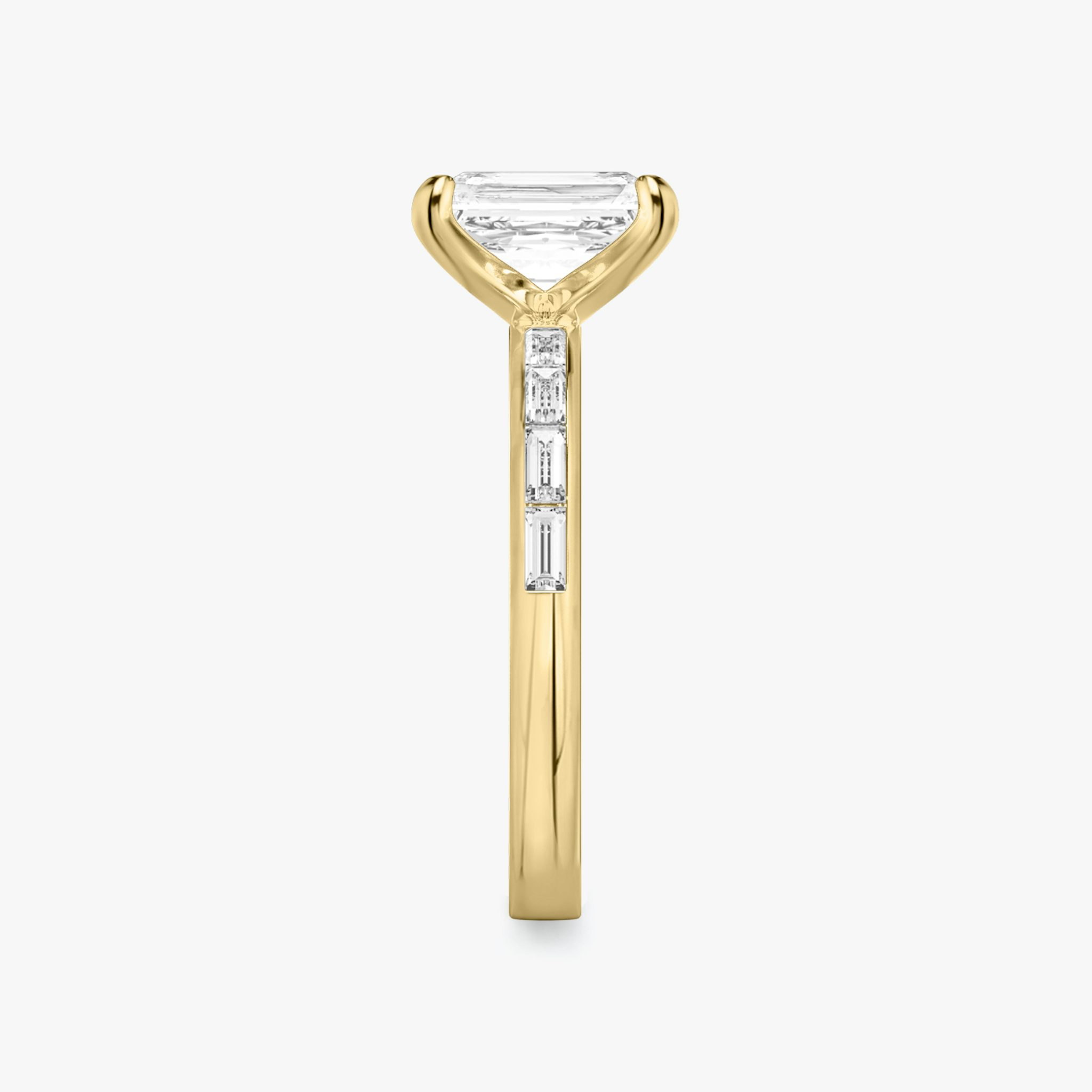 The Devotion | Radiant | 18k | Yellow Gold | bandAccent: Pavé | bandStoneShape: Baguette | bandStoneStyle: original | diamondOrientation: vertical | caratWeight: other