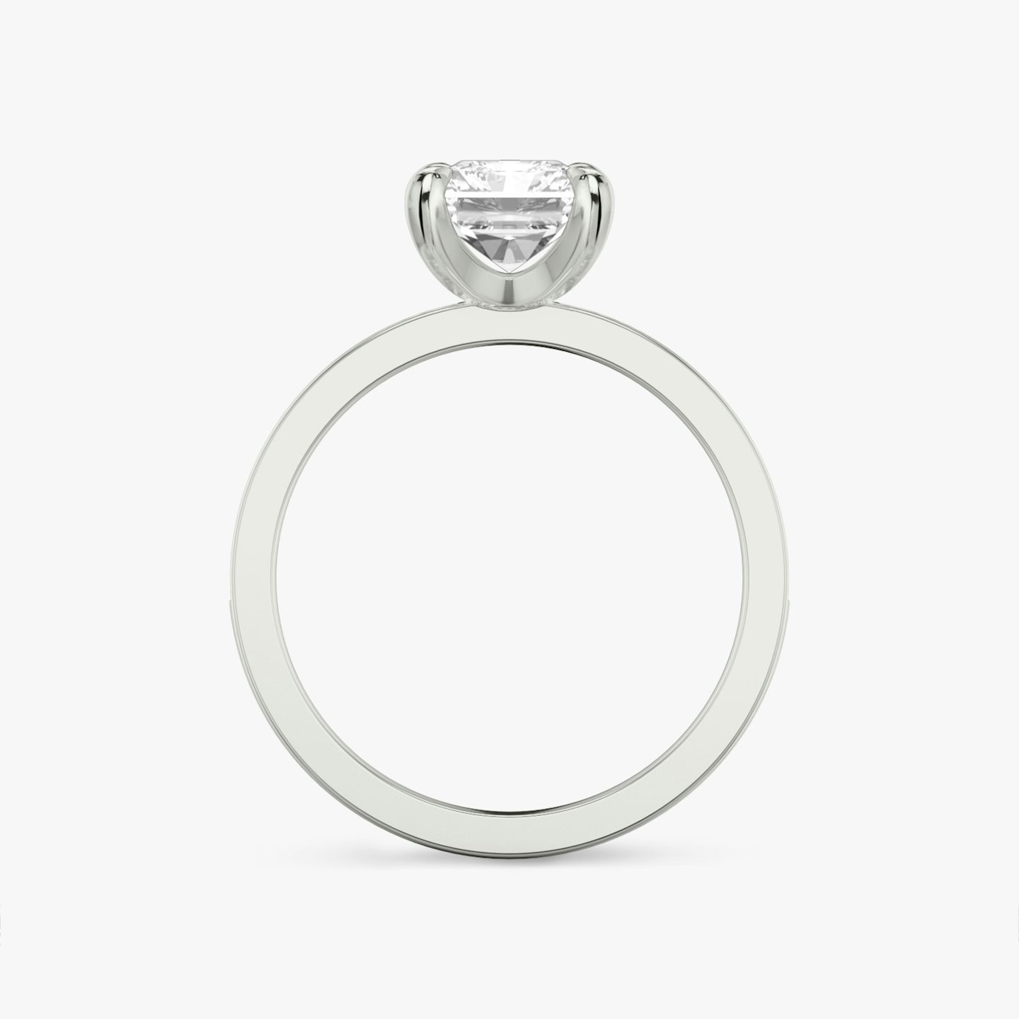 Anillo de compromiso Devotion | Radiante | Platino | bandAccent: Pavé | bandStoneShape: Brillante | bandStoneStyle: large | diamondOrientation: vertical | caratWeight: other