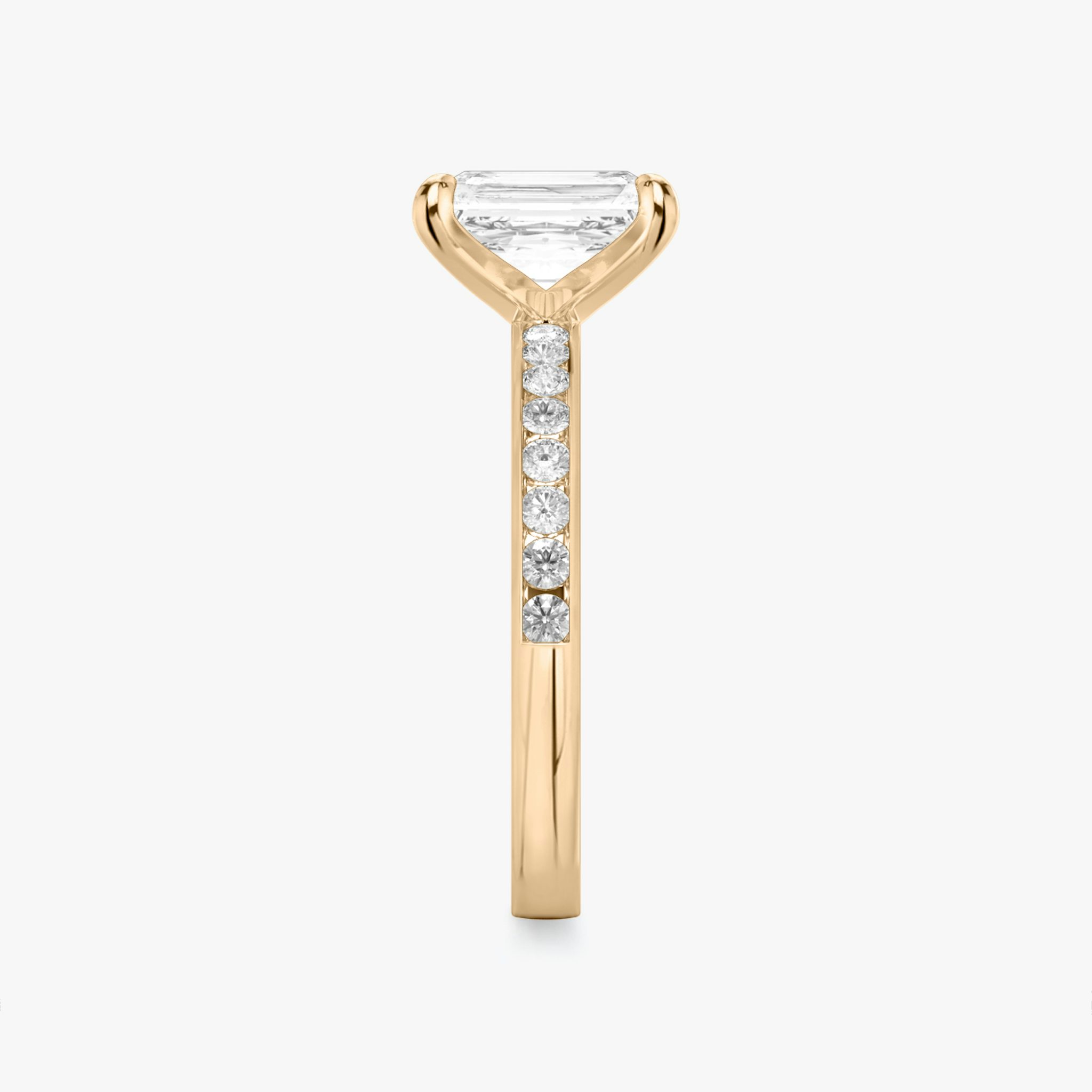 The Devotion | Radiant | 14k | Rose Gold | bandAccent: Pavé | bandStoneShape: Round Brilliant | bandStoneStyle: large | diamondOrientation: vertical | caratWeight: other