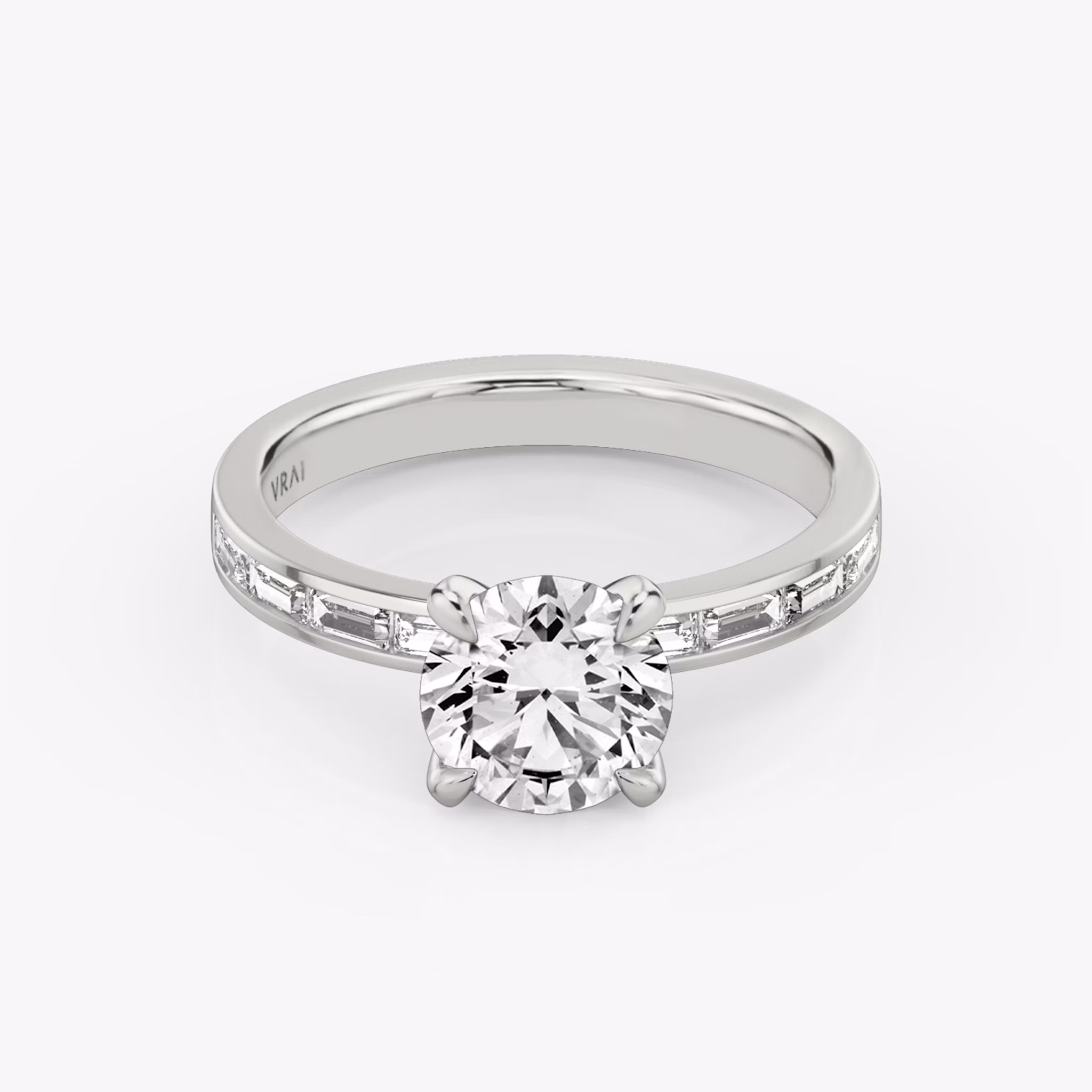 Devotion Round Brilliant and Baguette Diamond Art deco ring